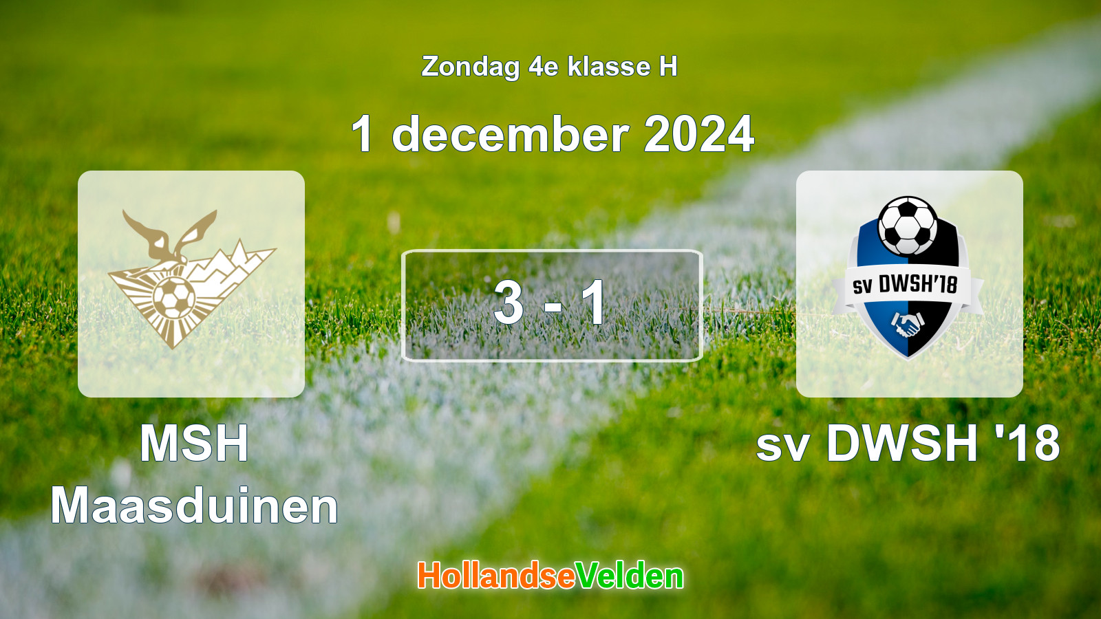 Gespeelde wedstrijd: MSH Maasduinen - sv DWSH '18 3 - 1 (1 december 2024)