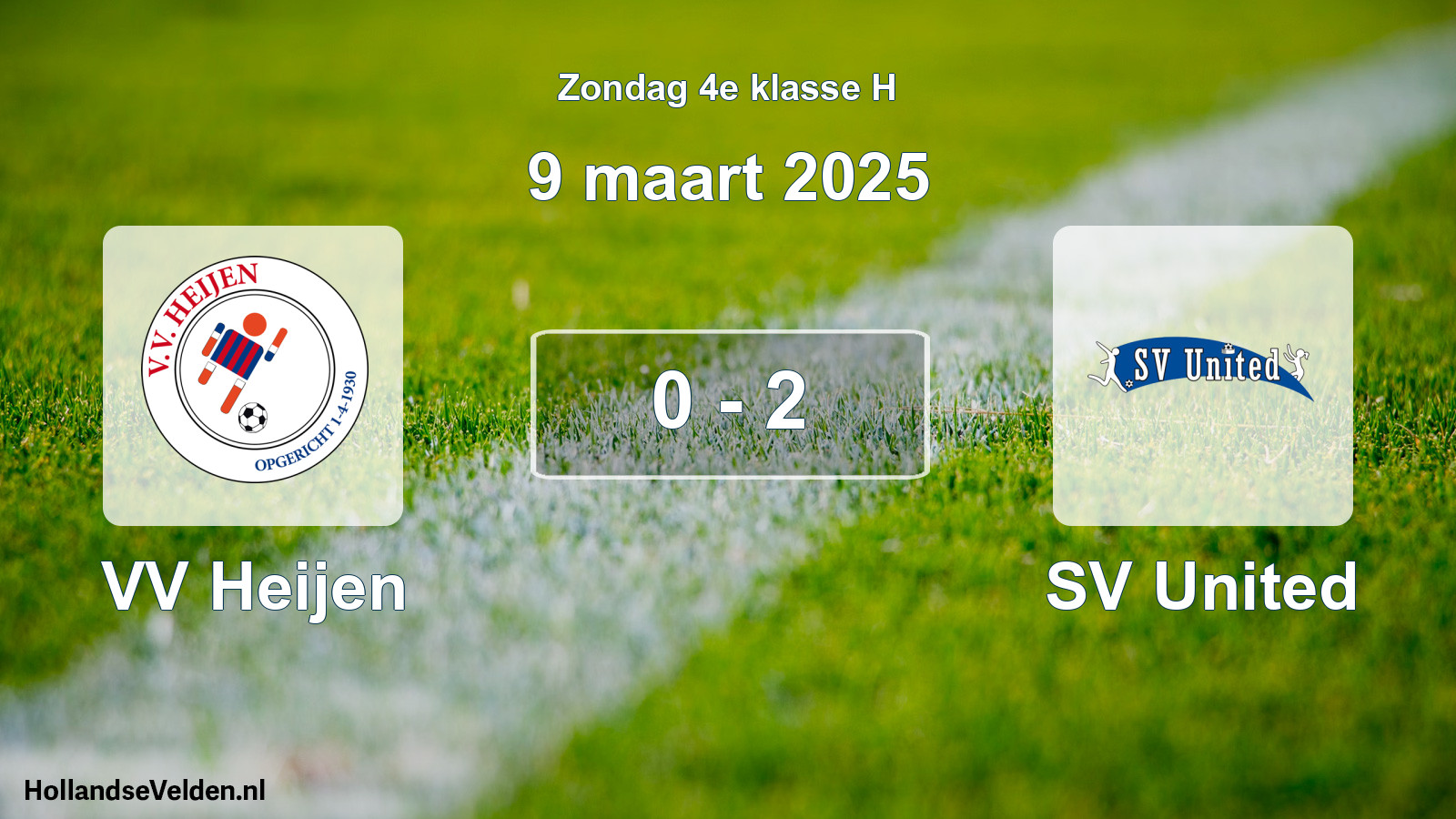 Gespeelde wedstrijd: VV Heijen - SV United 0 - 2 (9 maart 2025)