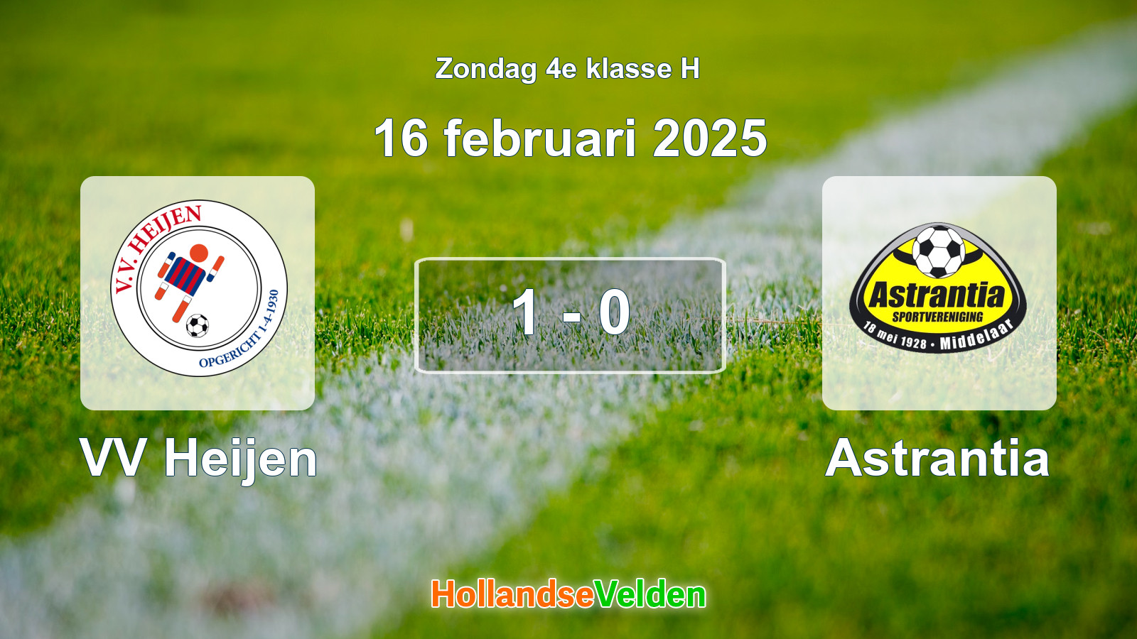 Gespeelde wedstrijd: VV Heijen - Astrantia 1 - 0 (16 februari 2025)