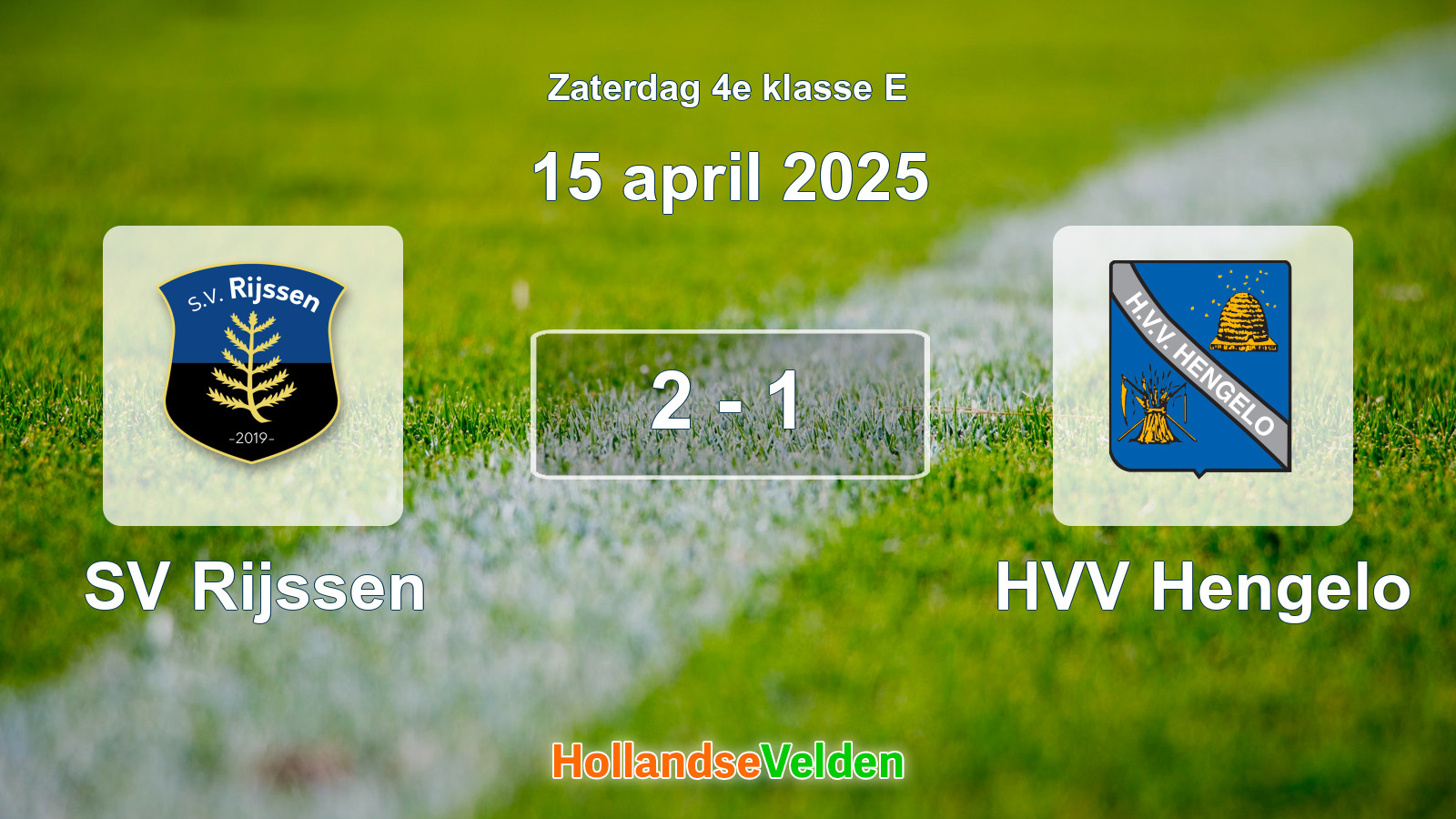 Gespeelde wedstrijd: SV Rijssen - HVV Hengelo 2 - 1 (15 april 2025)