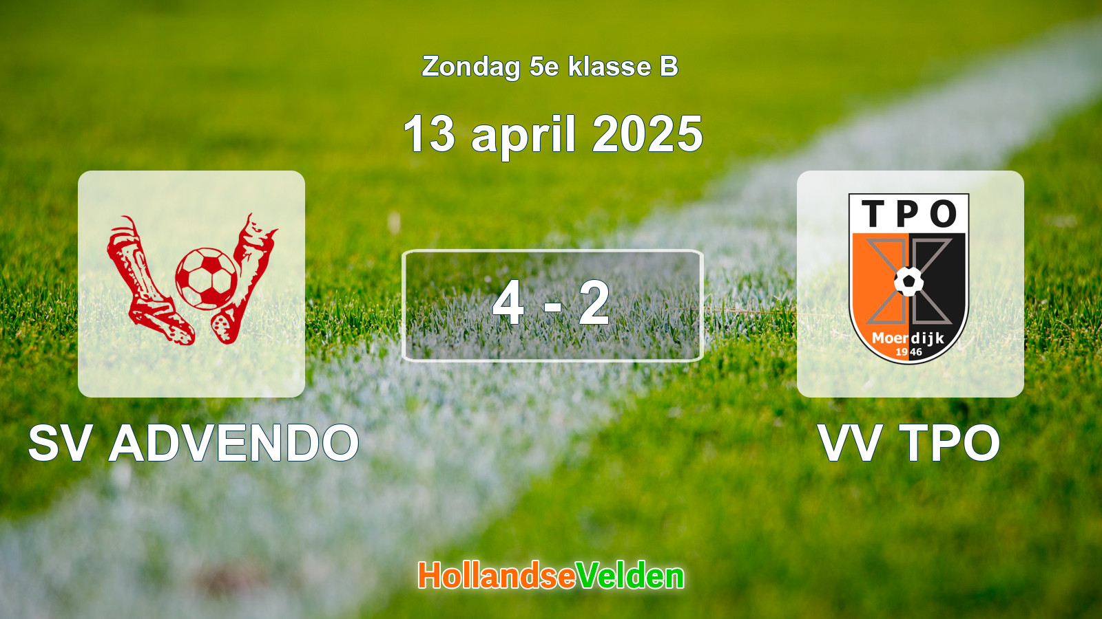 Gespeelde wedstrijd: SV ADVENDO - VV TPO 4 - 2 (13 april 2025)