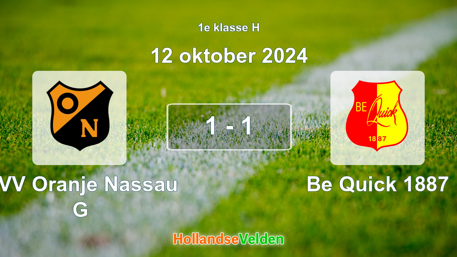 Gespeelde wedstrijd: CVV Oranje Nassau G - Be Quick 1887 1 - 1 (12 oktober 2024)