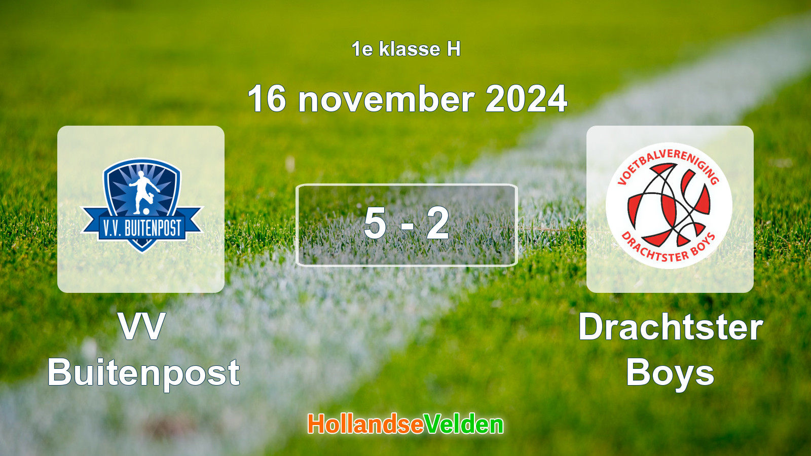 Gespeelde wedstrijd: VV Buitenpost - Drachtster Boys 5 - 2 (16 november 2024)
