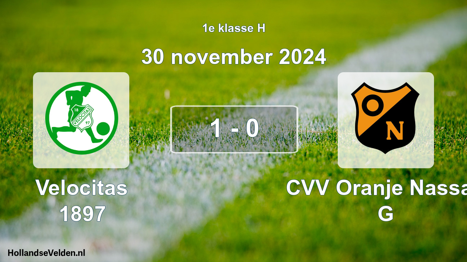 Gespeelde wedstrijd: Velocitas 1897 - CVV Oranje Nassau G 1 - 0 (30 november 2024)