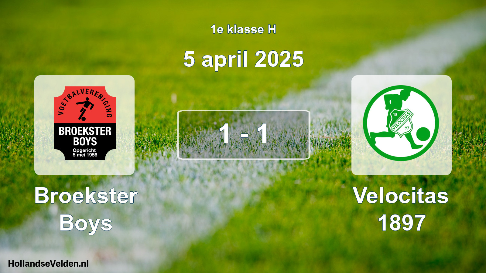 Gespeelde wedstrijd: Broekster Boys - Velocitas 1897 1 - 1 (5 april 2025)