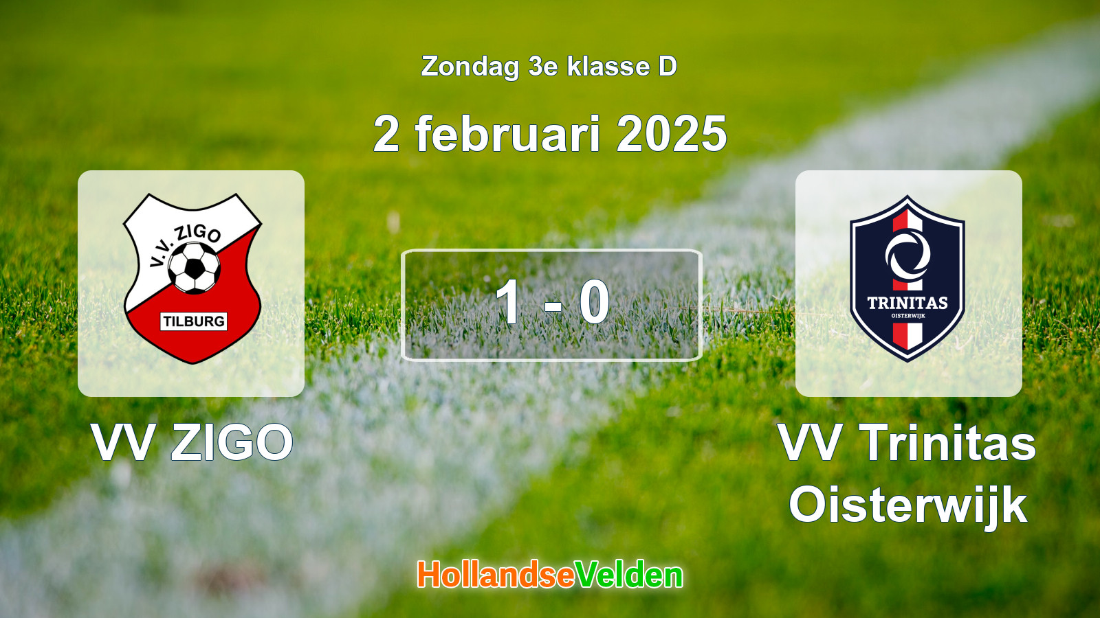 Gespeelde wedstrijd: VV ZIGO - VV Trinitas Oisterwijk 1 - 0 (2 februari 2025)