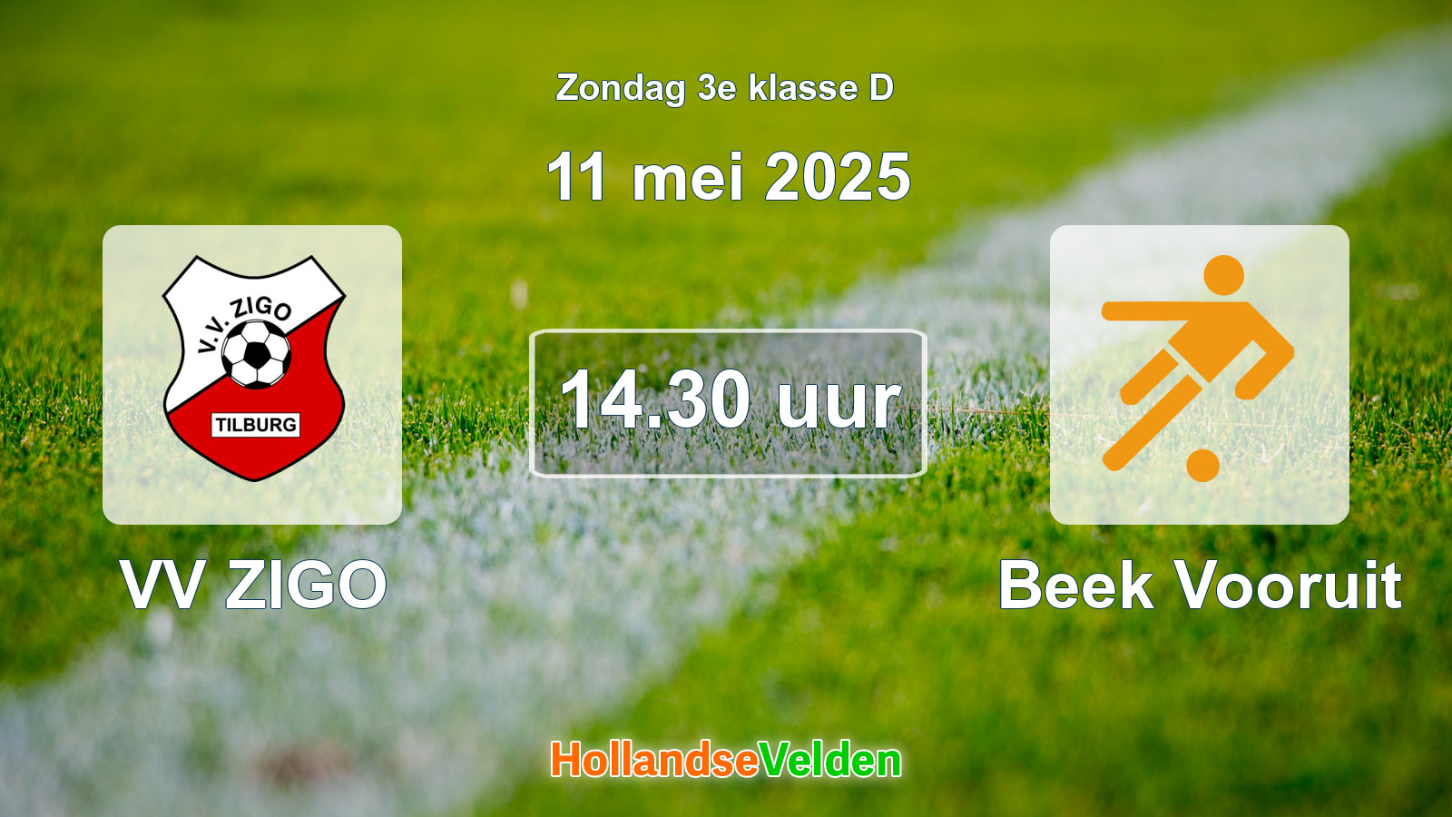 Geplande wedstrijd: VV ZIGO - Beek Vooruit (11 mei 2025)