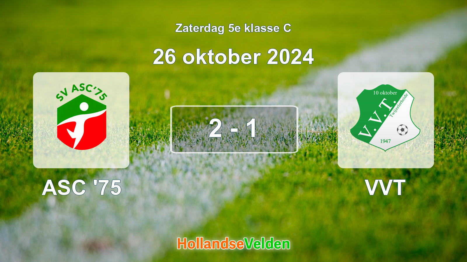 Gespeelde wedstrijd: ASC '75 - VVT 2 - 1 (26 oktober 2024)
