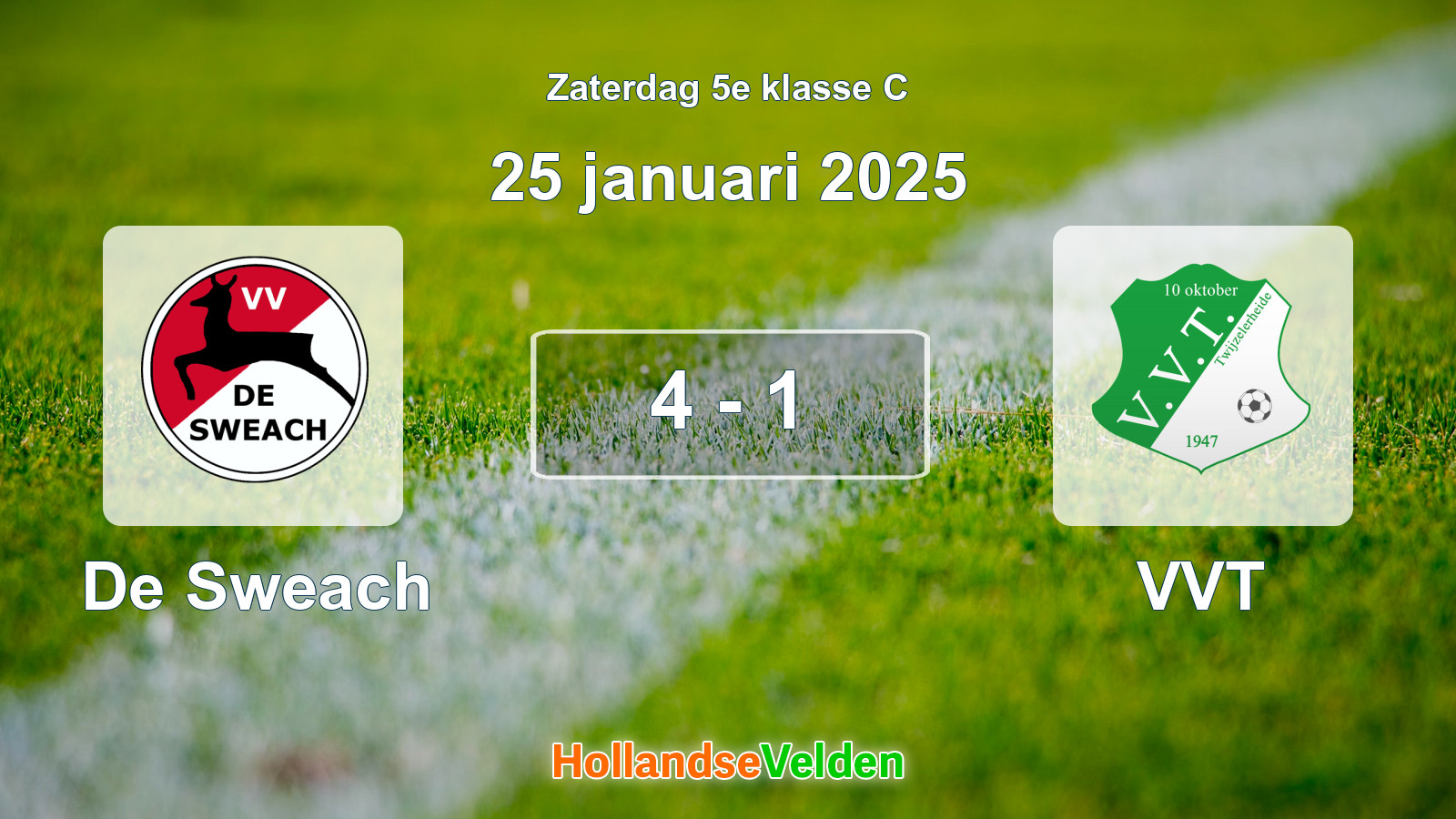 Gespeelde wedstrijd: De Sweach - VVT 4 - 1 (25 januari 2025)