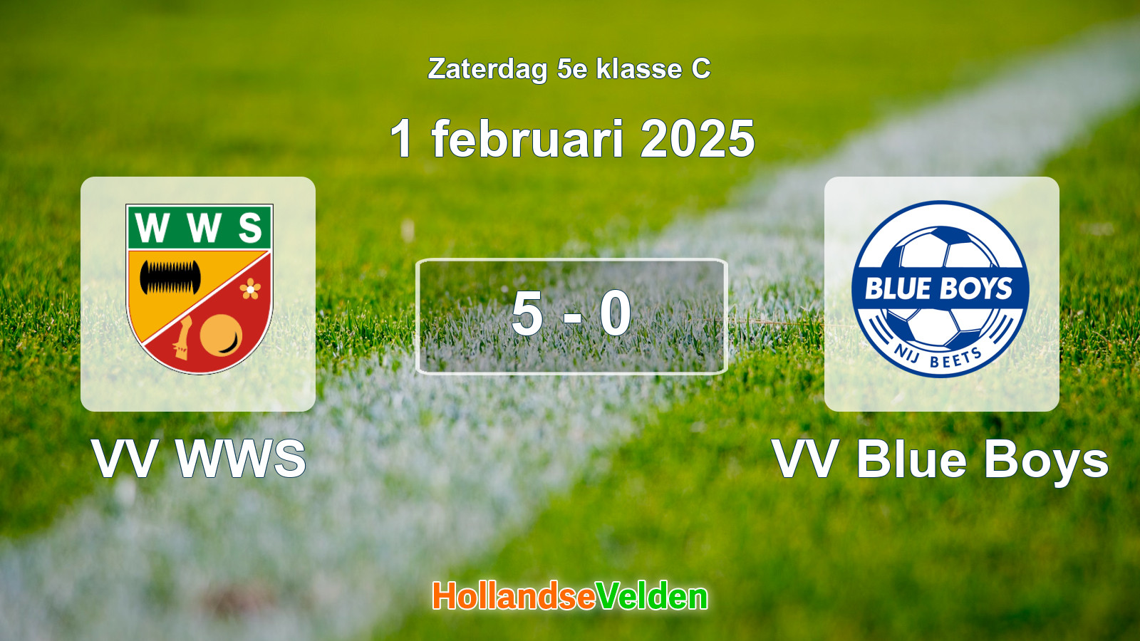 Gespeelde wedstrijd: VV WWS - VV Blue Boys 5 - 0 (1 februari 2025)