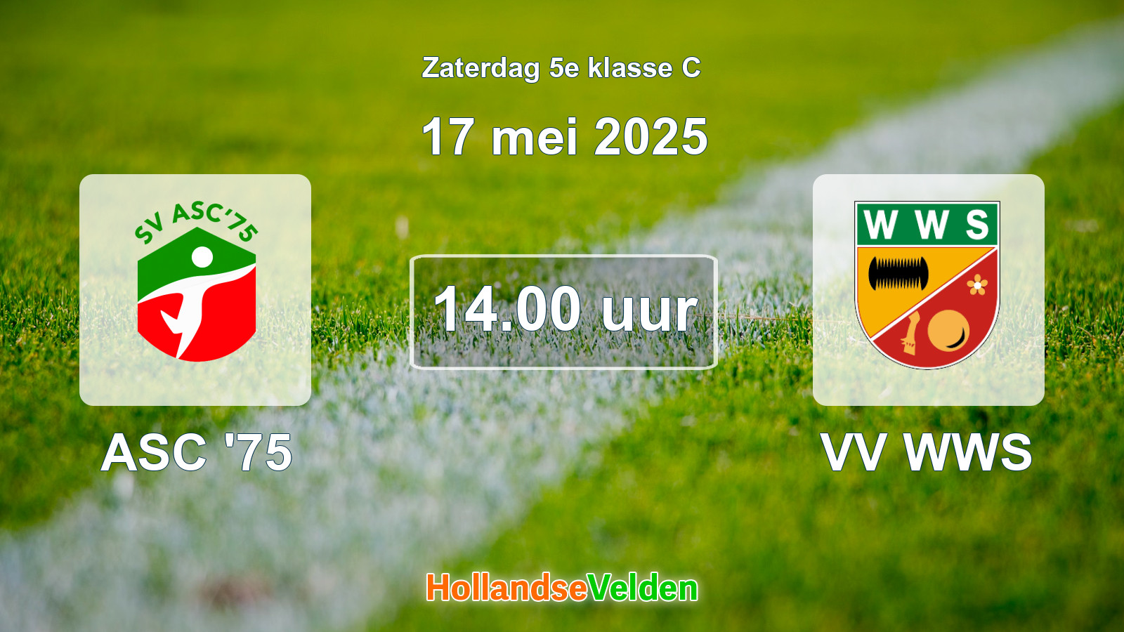 Geplande wedstrijd: ASC '75 - VV WWS (17 mei 2025)