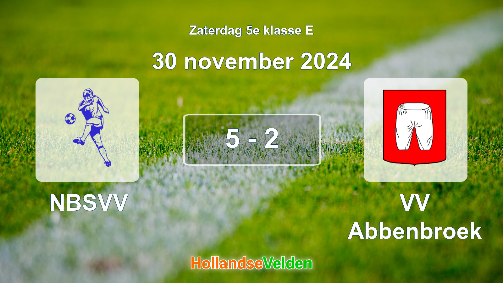 Gespeelde wedstrijd: NBSVV - VV Abbenbroek 5 - 2 (30 november 2024)