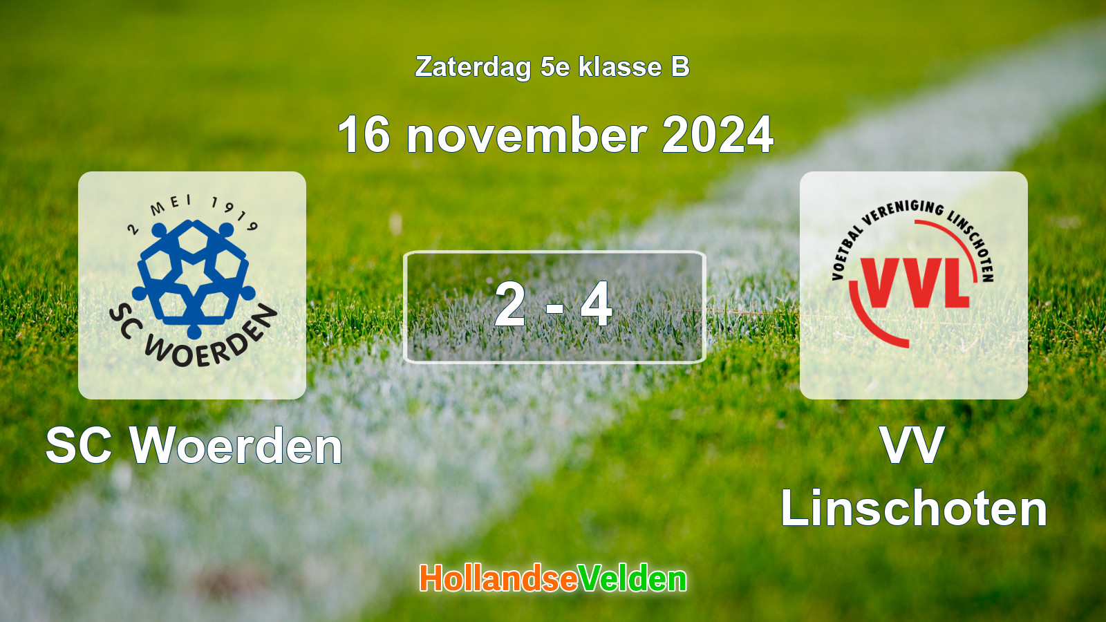 Gespeelde wedstrijd: SC Woerden - VV Linschoten 2 - 4 (16 november 2024)