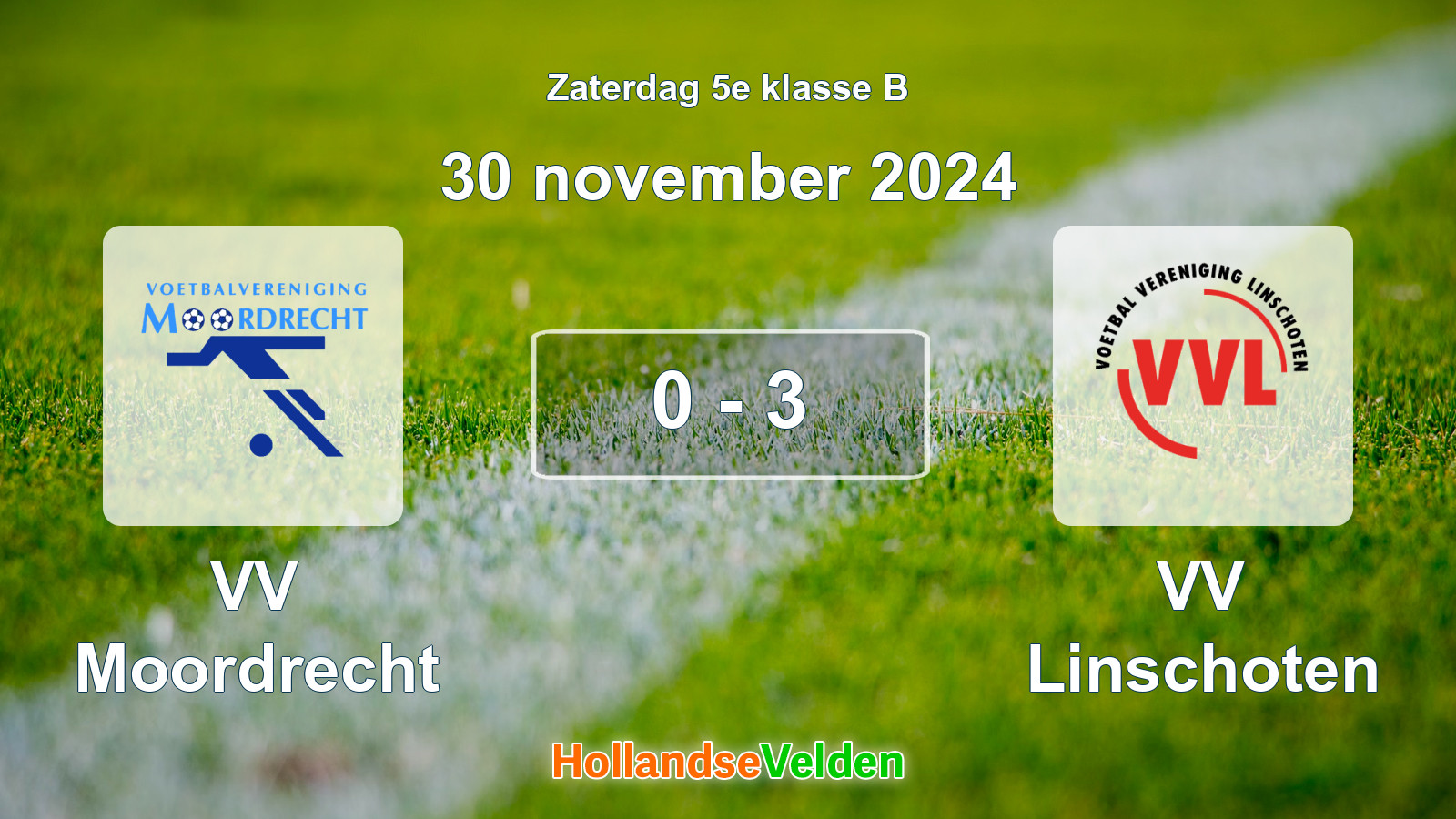 Gespeelde wedstrijd: VV Moordrecht - VV Linschoten 0 - 3 (30 november 2024)