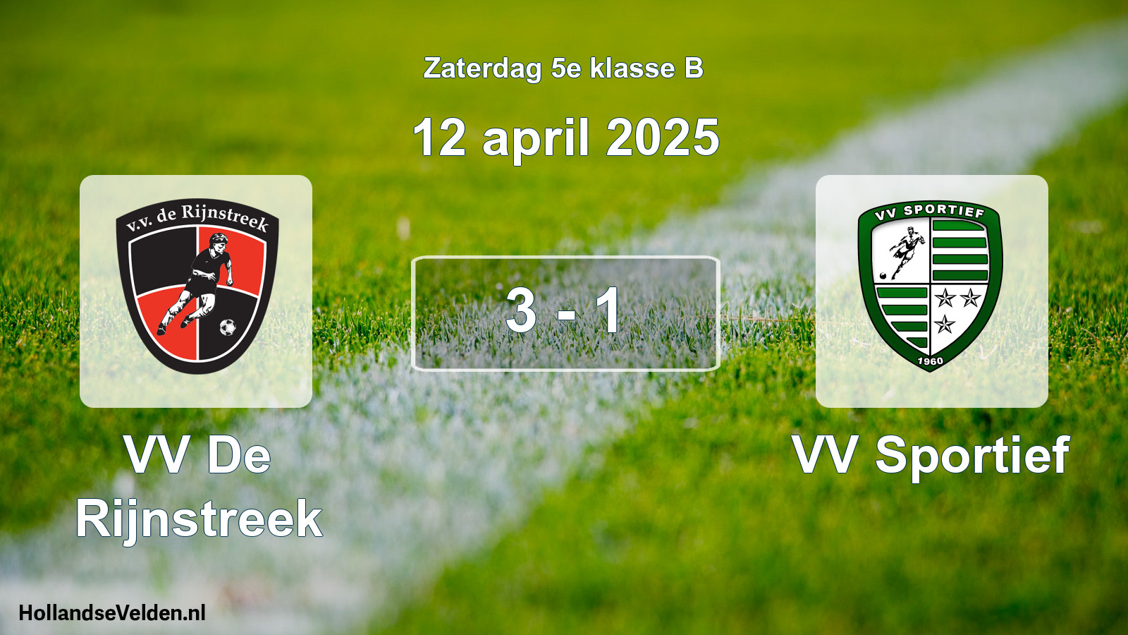 Gespeelde wedstrijd: VV De Rijnstreek - VV Sportief 3 - 1 (12 april 2025)