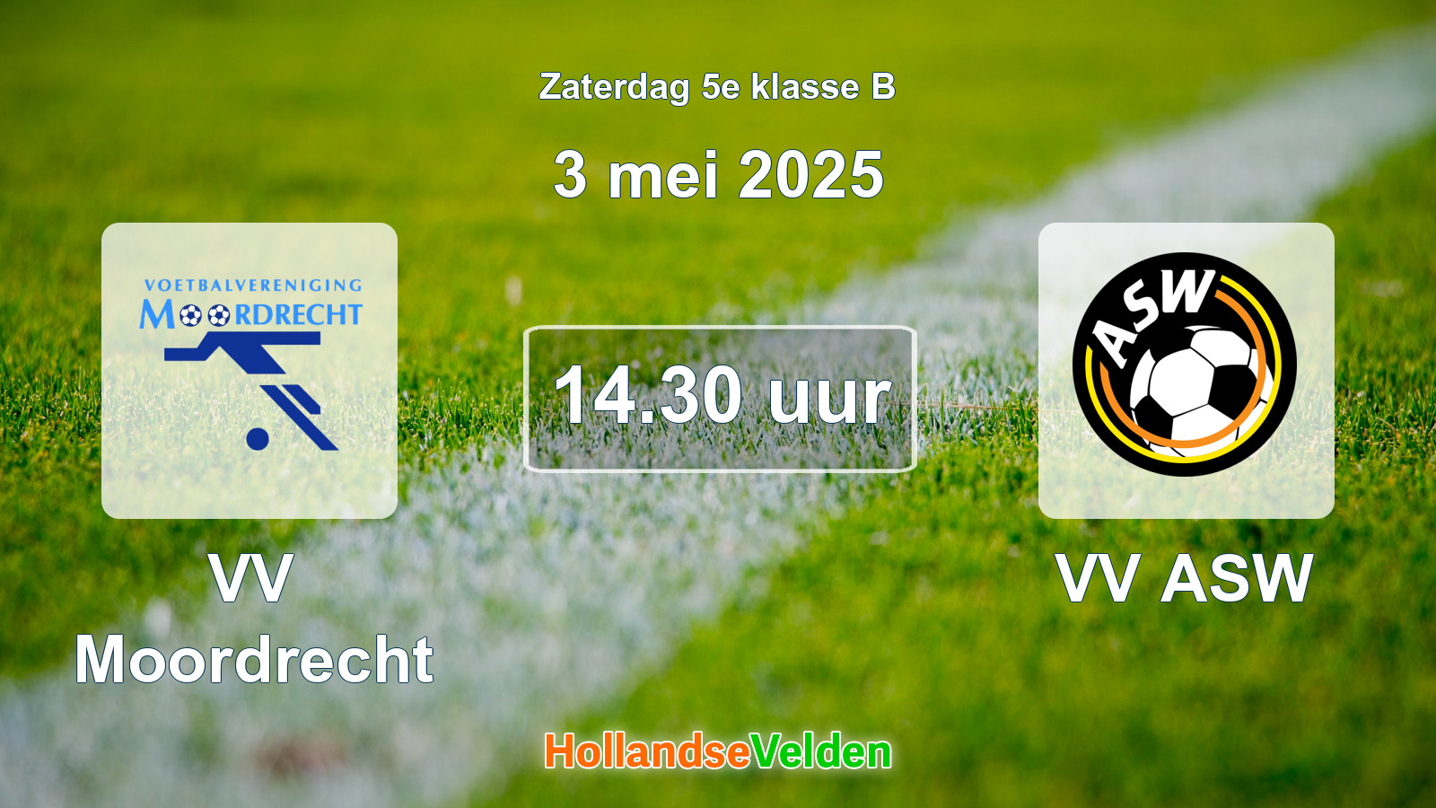 Geplande wedstrijd: VV Moordrecht - VV ASW (3 mei 2025)