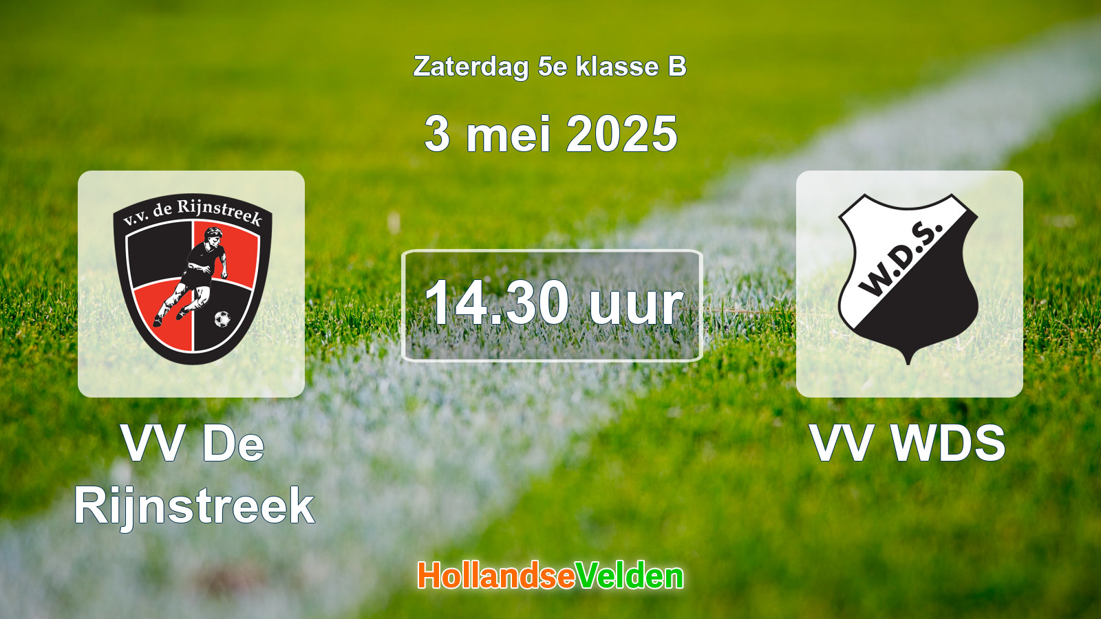 Geplande wedstrijd: VV De Rijnstreek - VV WDS (3 mei 2025)