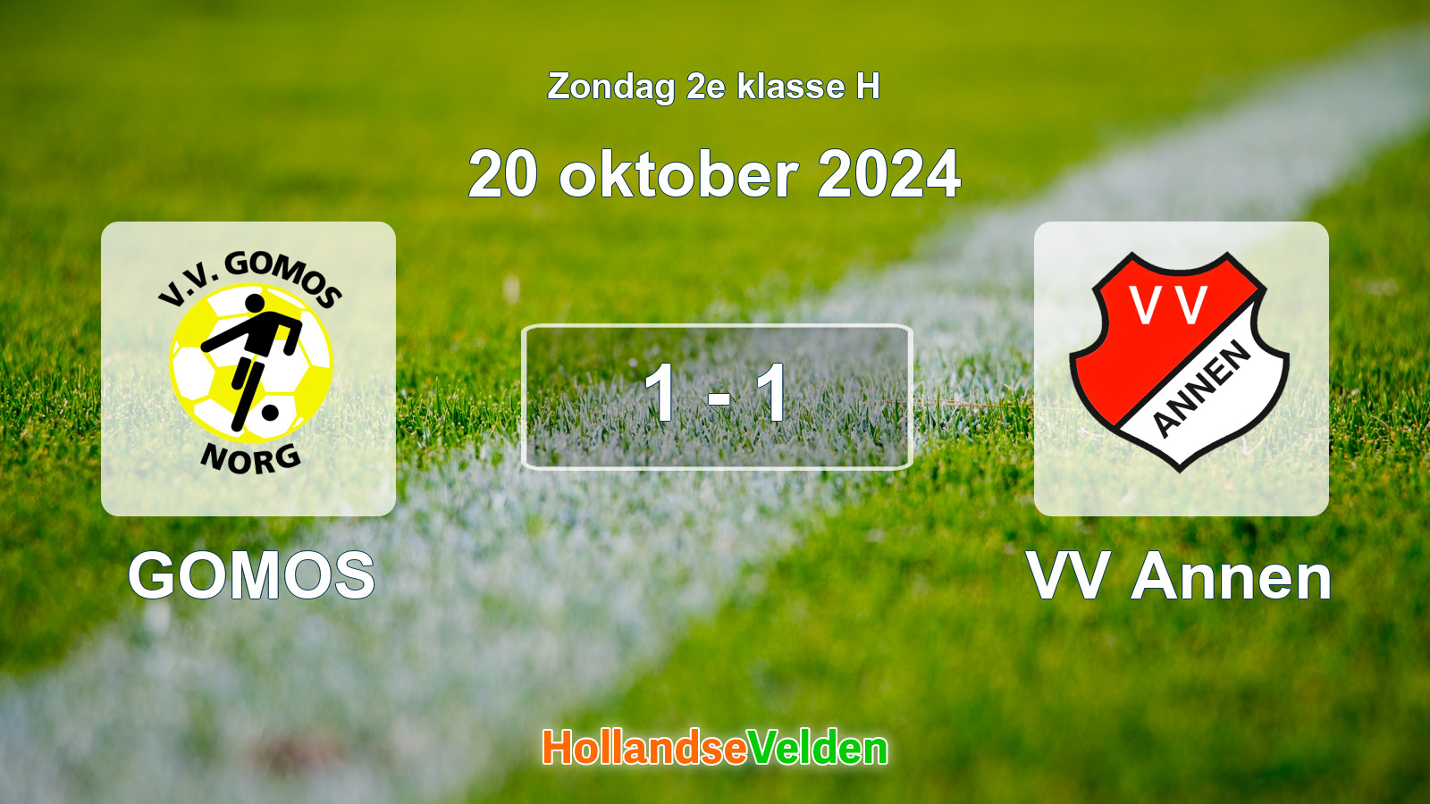 Gespeelde wedstrijd: GOMOS - VV Annen 1 - 1 (20 oktober 2024)