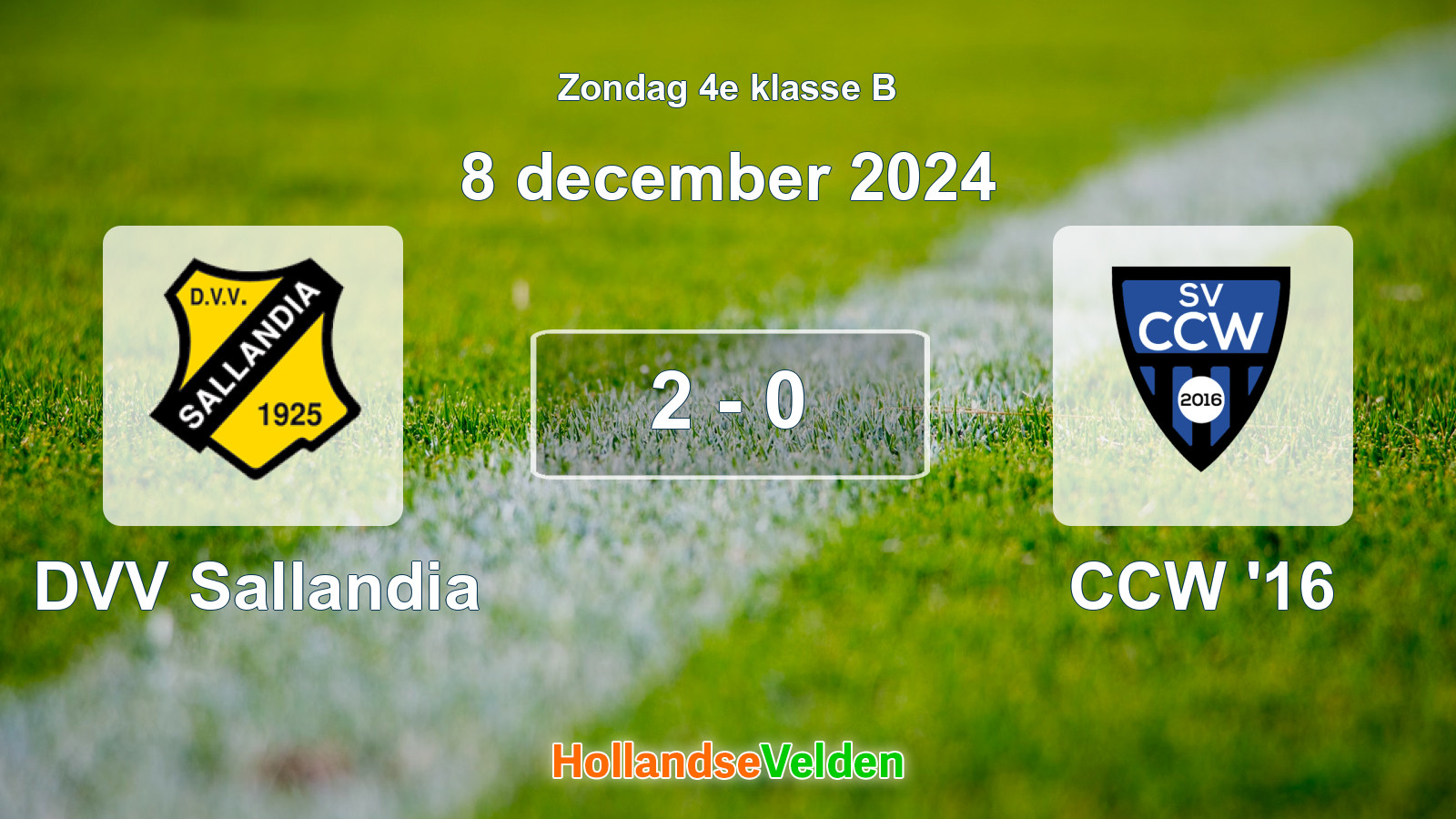 Gespeelde wedstrijd: DVV Sallandia - CCW '16 2 - 0 (8 december 2024)