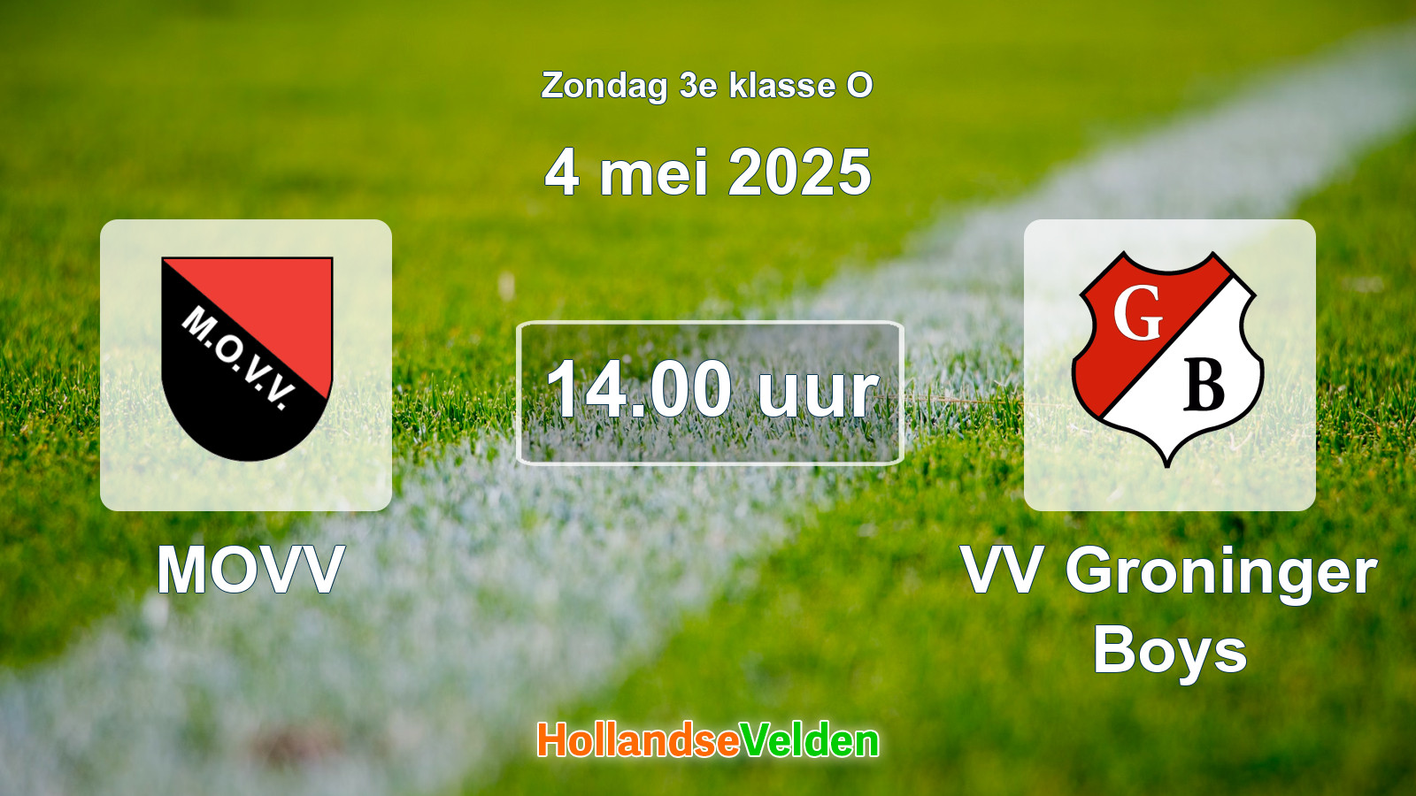 Geplande wedstrijd: MOVV - VV Groninger Boys (4 mei 2025)