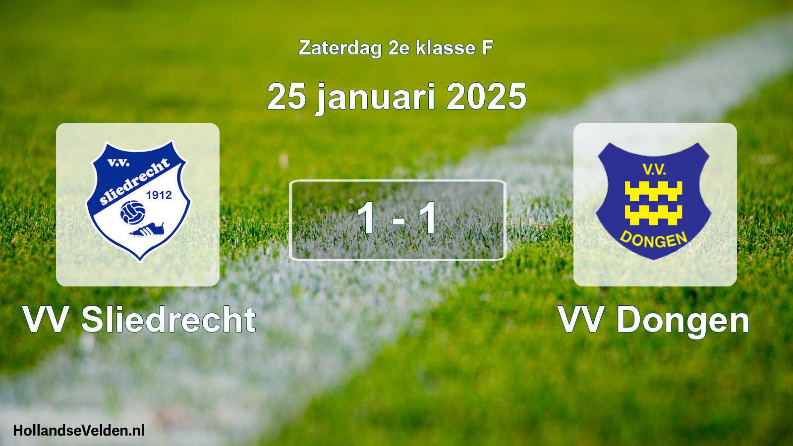 Gespeelde wedstrijd: VV Sliedrecht - VV Dongen 1 - 1 (25 januari 2025)