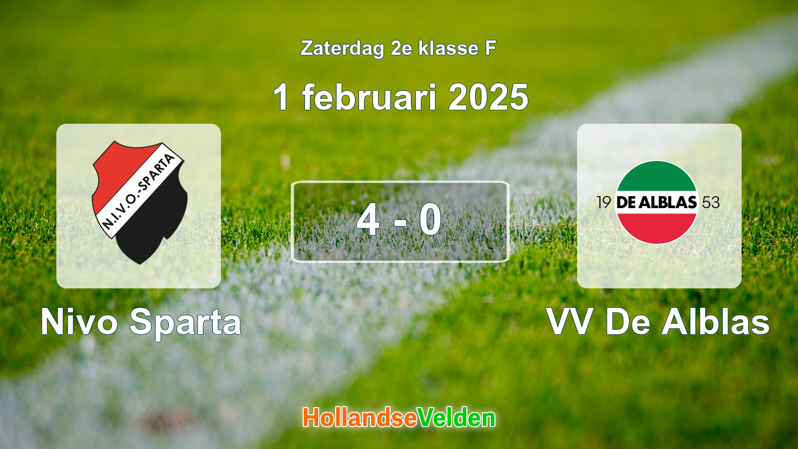 Gespeelde wedstrijd: Nivo Sparta - VV De Alblas 4 - 0 (1 februari 2025)