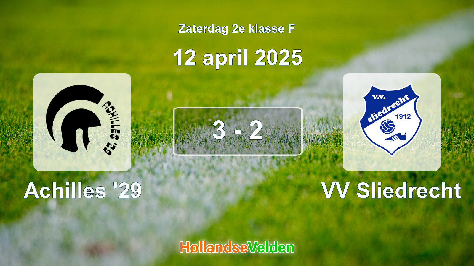Gespeelde wedstrijd: Achilles '29 - VV Sliedrecht 3 - 2 (12 april 2025)