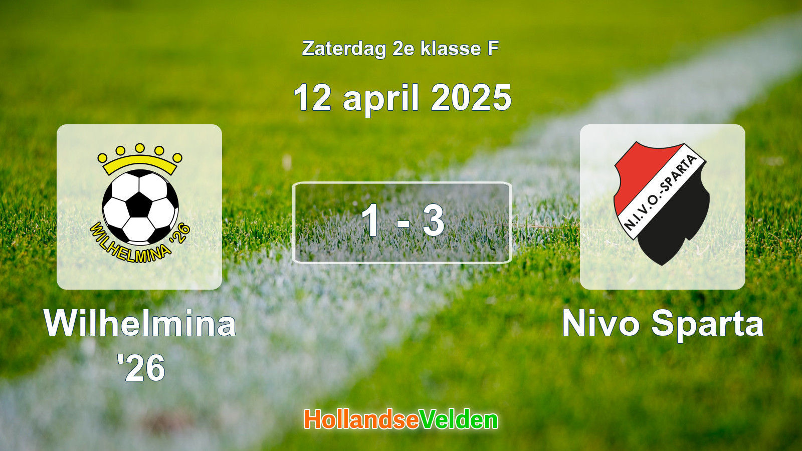 Gespeelde wedstrijd: Wilhelmina '26 - Nivo Sparta 1 - 3 (12 april 2025)