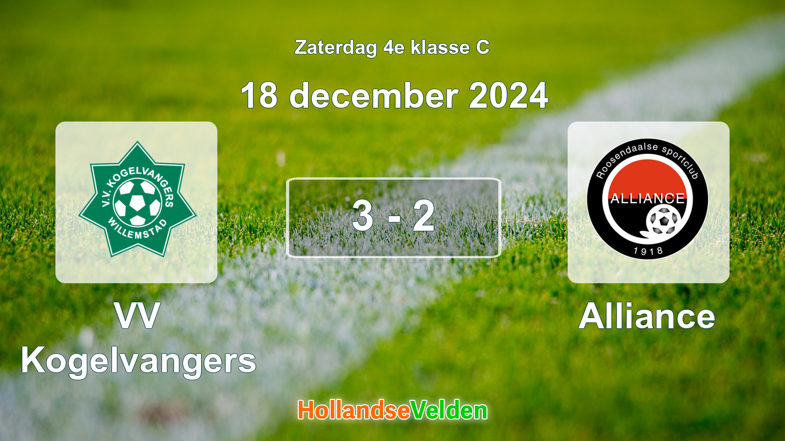 Gespeelde wedstrijd: VV Kogelvangers - Alliance 3 - 2 (18 december 2024)