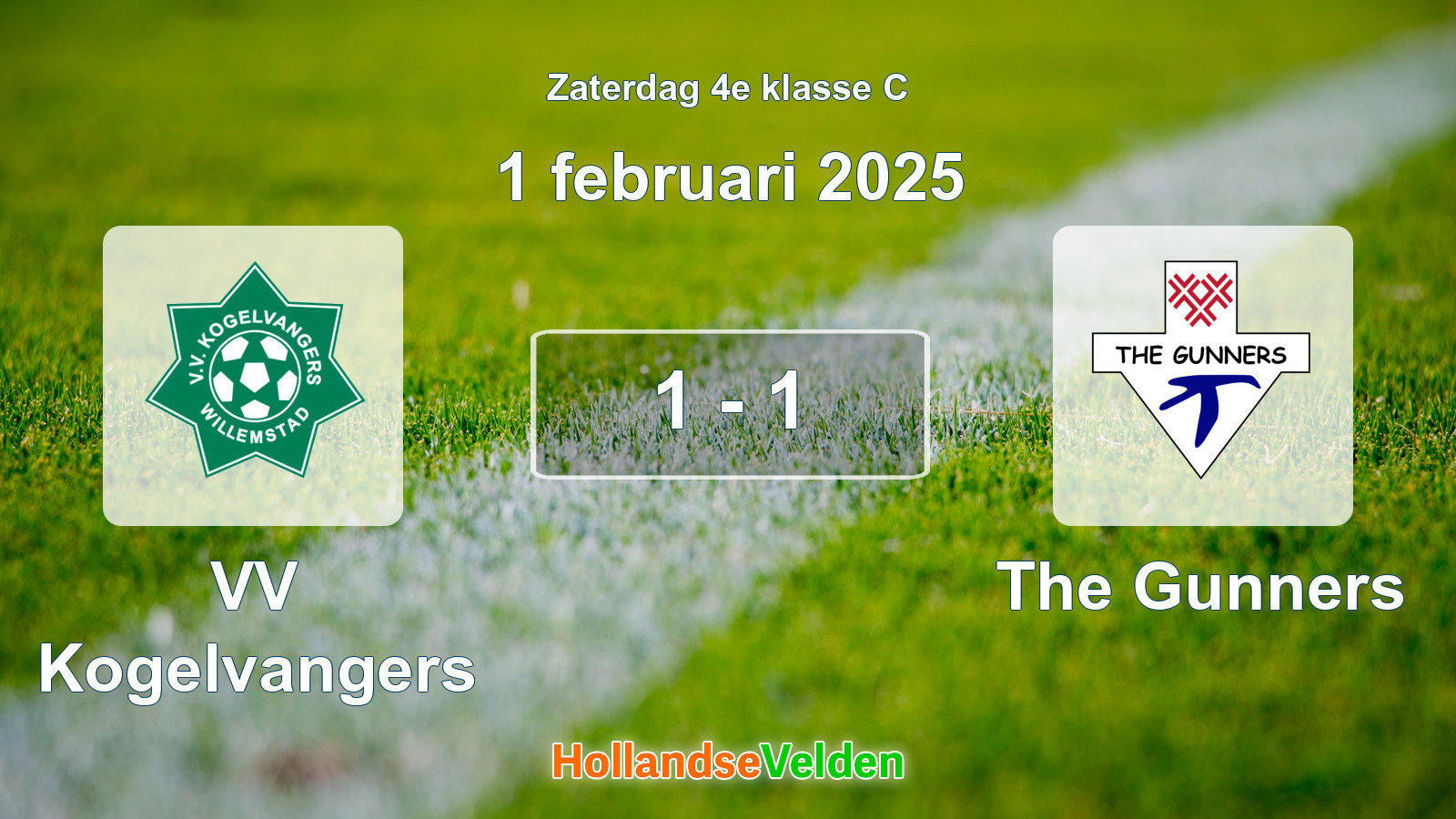 Gespeelde wedstrijd: VV Kogelvangers - The Gunners 1 - 1 (1 februari 2025)