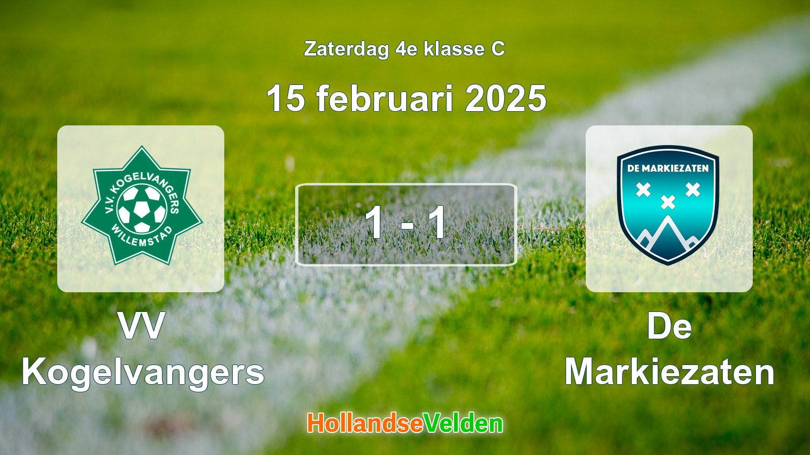 Gespeelde wedstrijd: VV Kogelvangers - De Markiezaten 1 - 1 (15 februari 2025)