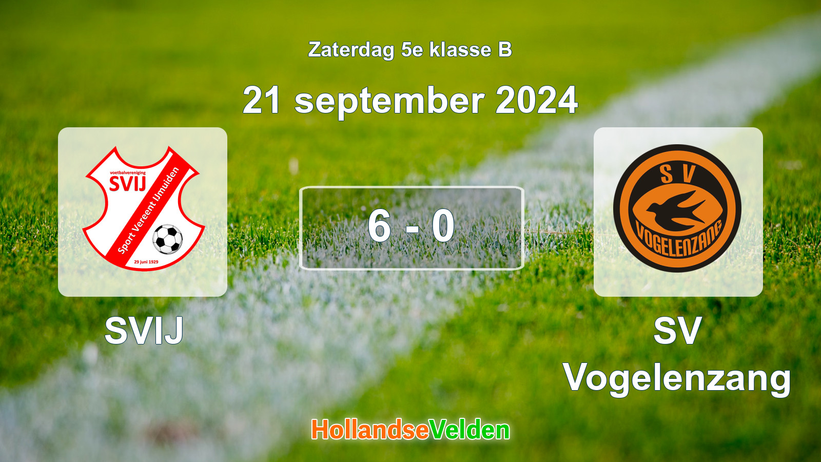 Gespeelde wedstrijd: SVIJ - SV Vogelenzang 6 - 0 (21 september 2024)