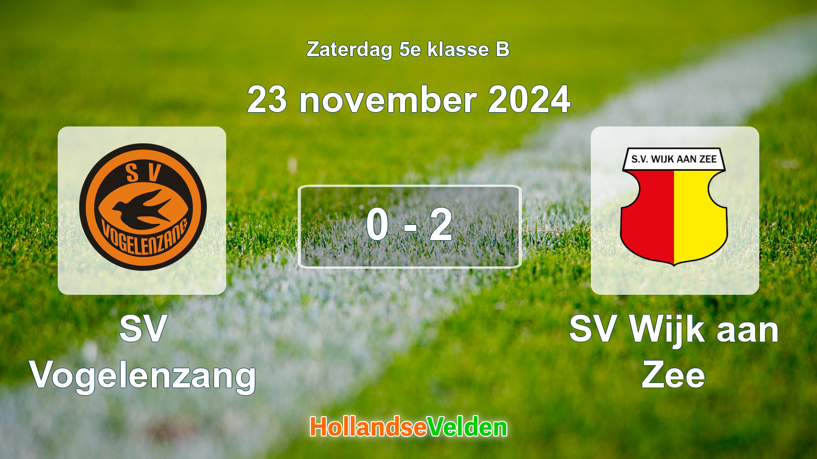 Gespeelde wedstrijd: SV Vogelenzang - SV Wijk aan Zee 0 - 2 (23 november 2024)