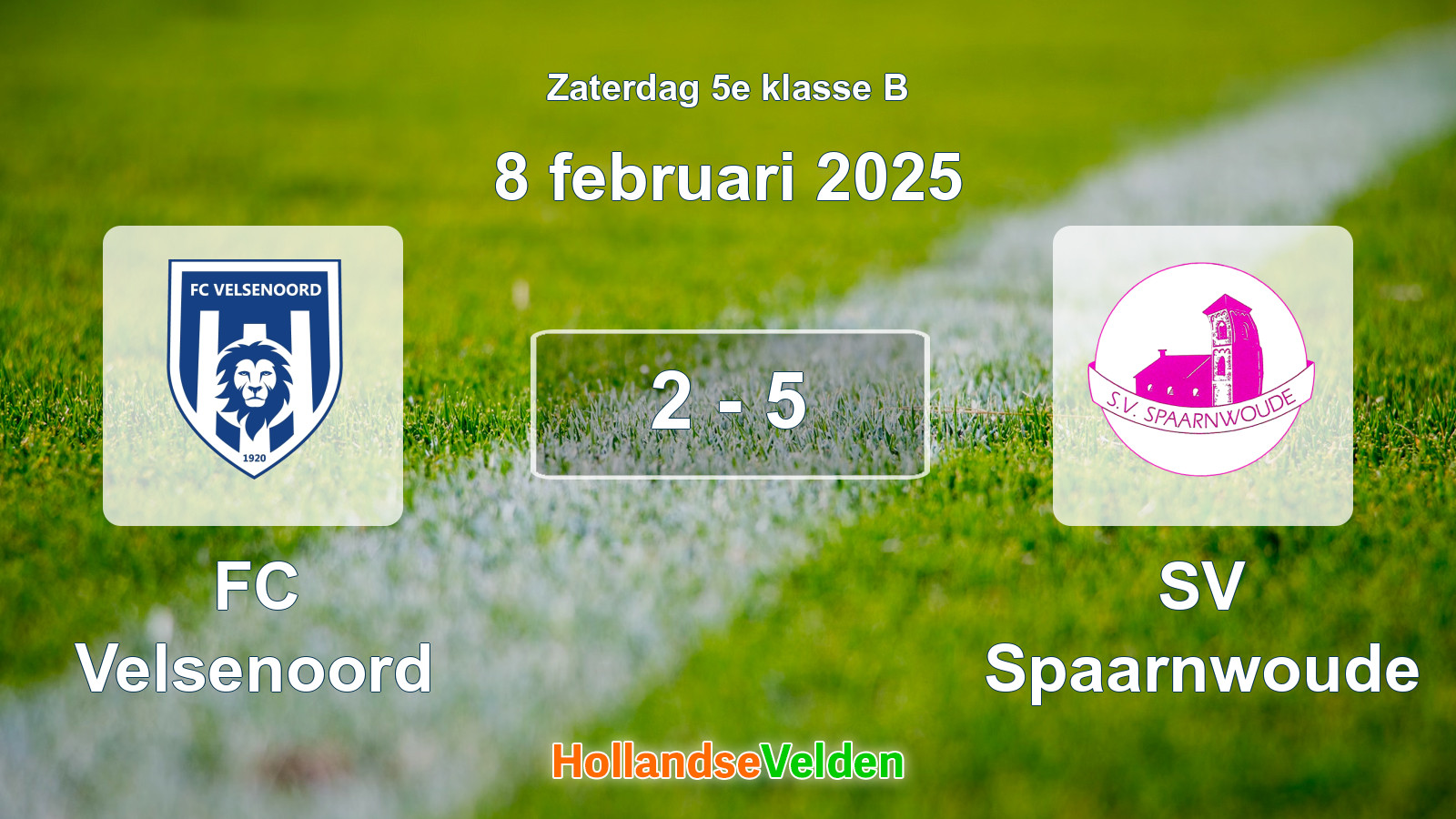 Gespeelde wedstrijd: FC Velsenoord - SV Spaarnwoude 2 - 5 (8 februari 2025)