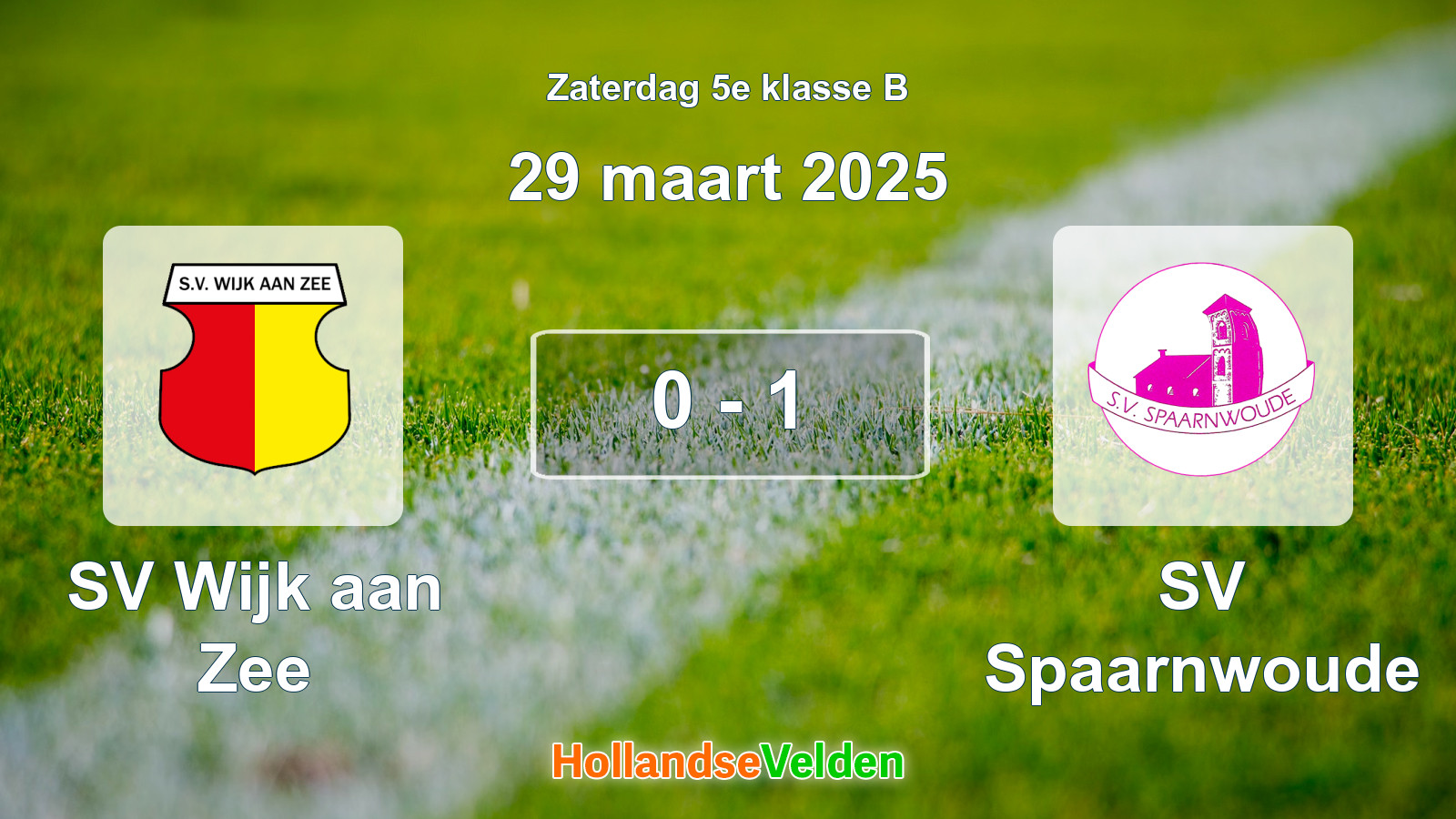 Gespeelde wedstrijd: SV Wijk aan Zee - SV Spaarnwoude 0 - 1 (29 maart 2025)