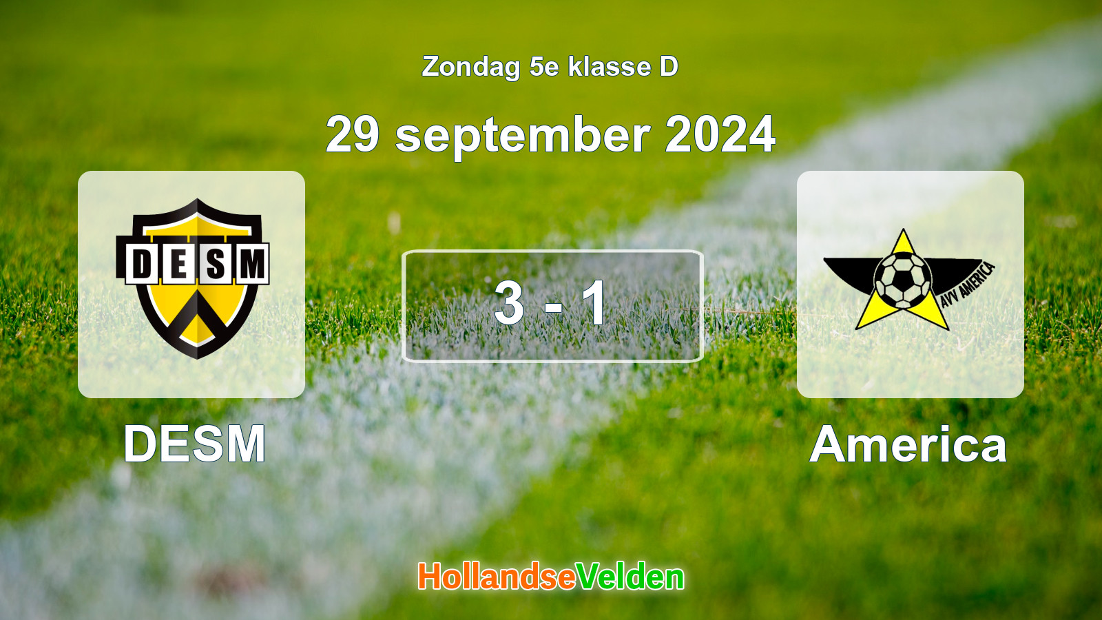 Gespeelde wedstrijd: DESM - America 3 - 1 (29 september 2024)