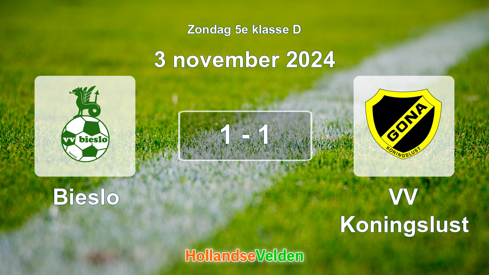 Gespeelde wedstrijd: Bieslo - VV Koningslust 1 - 1 (3 november 2024)