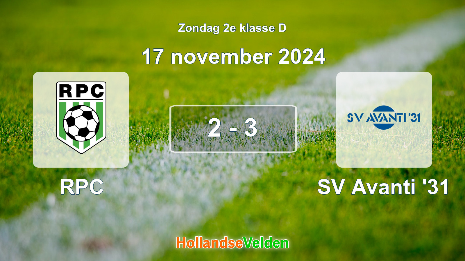Gespeelde wedstrijd: RPC - SV Avanti '31 2 - 3 (17 november 2024)