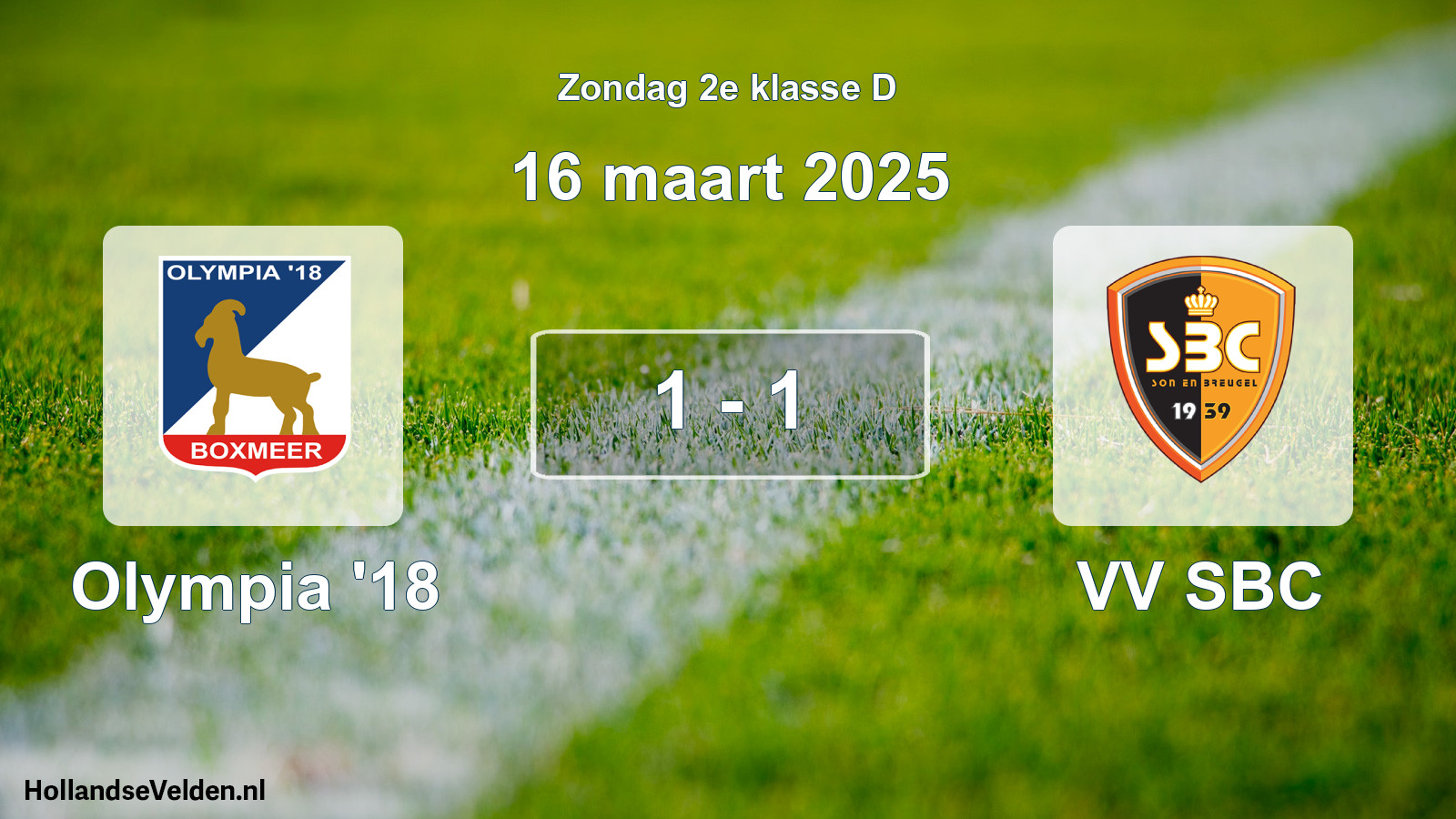 Gespeelde wedstrijd: Olympia '18 - VV SBC 1 - 1 (16 maart 2025)