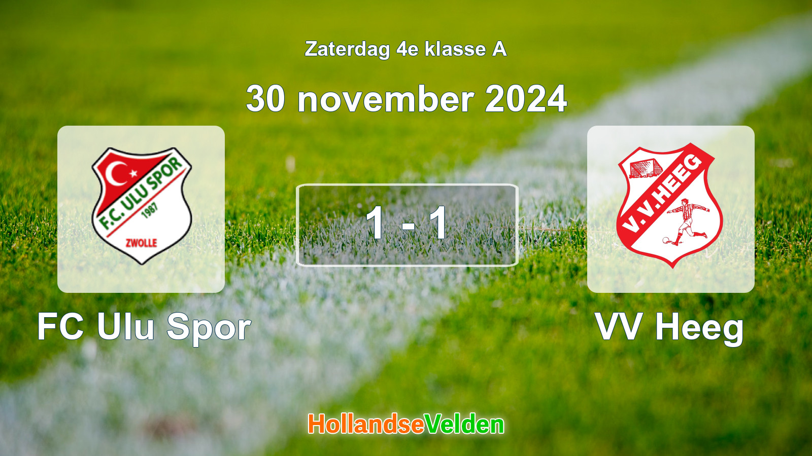 Gespeelde wedstrijd: FC Ulu Spor - VV Heeg 1 - 1 (30 november 2024)