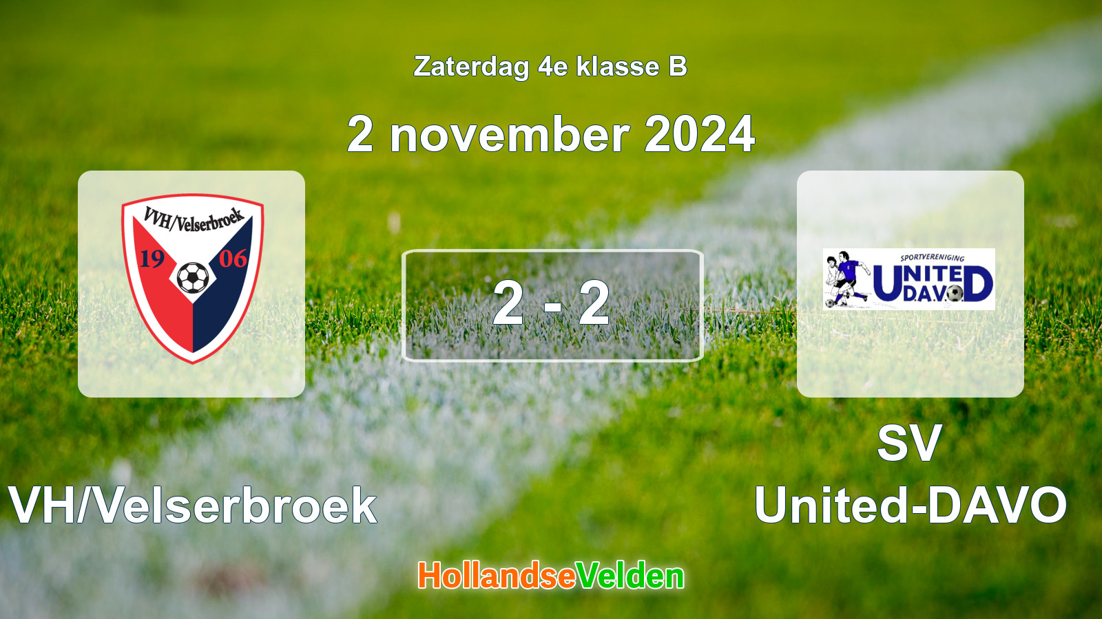 Gespeelde wedstrijd: VVH/Velserbroek - SV United-DAVO 2 - 2 (2 november 2024)