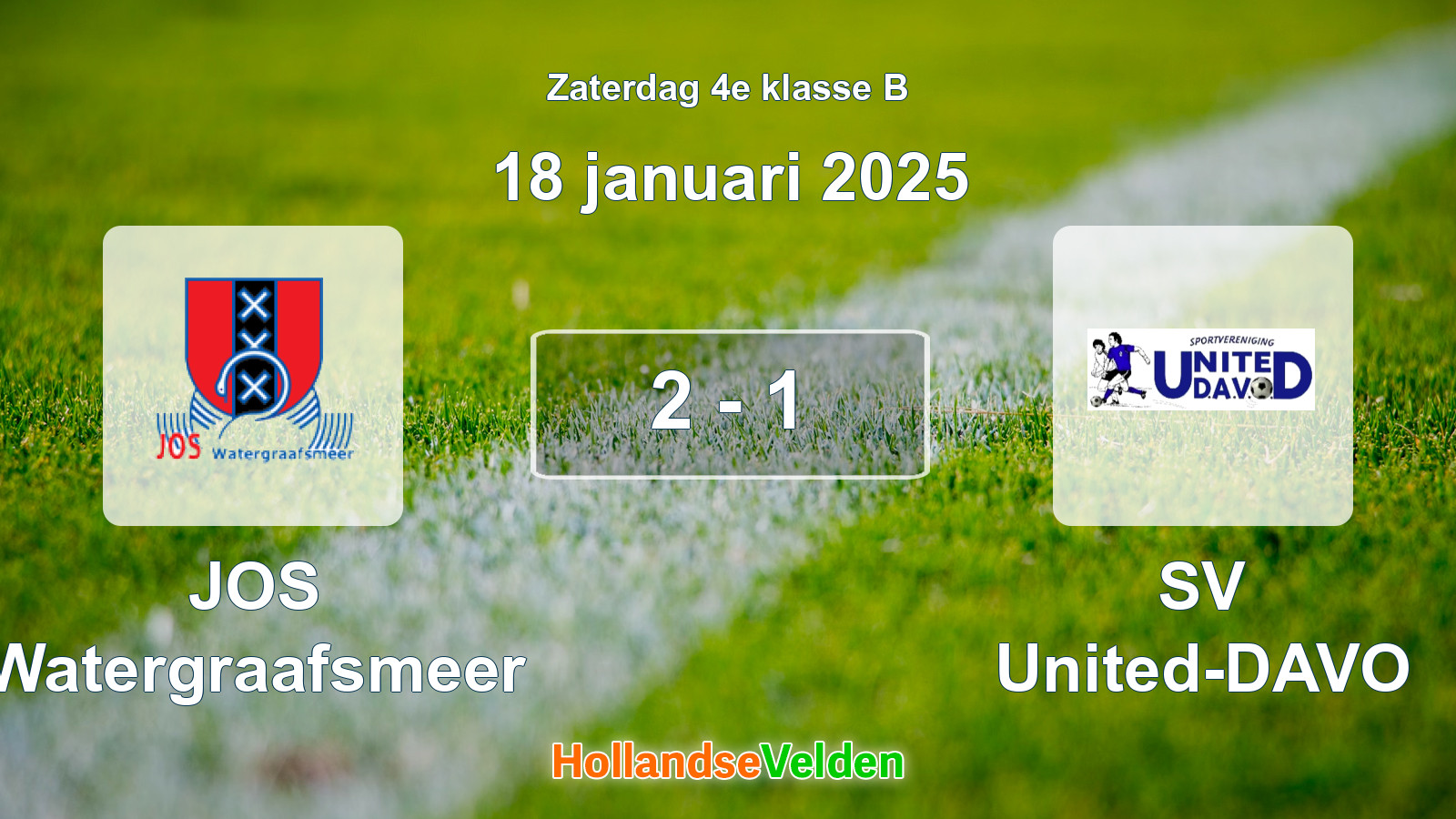 Gespeelde wedstrijd: JOS Watergraafsmeer - SV United-DAVO 2 - 1 (18 januari 2025)