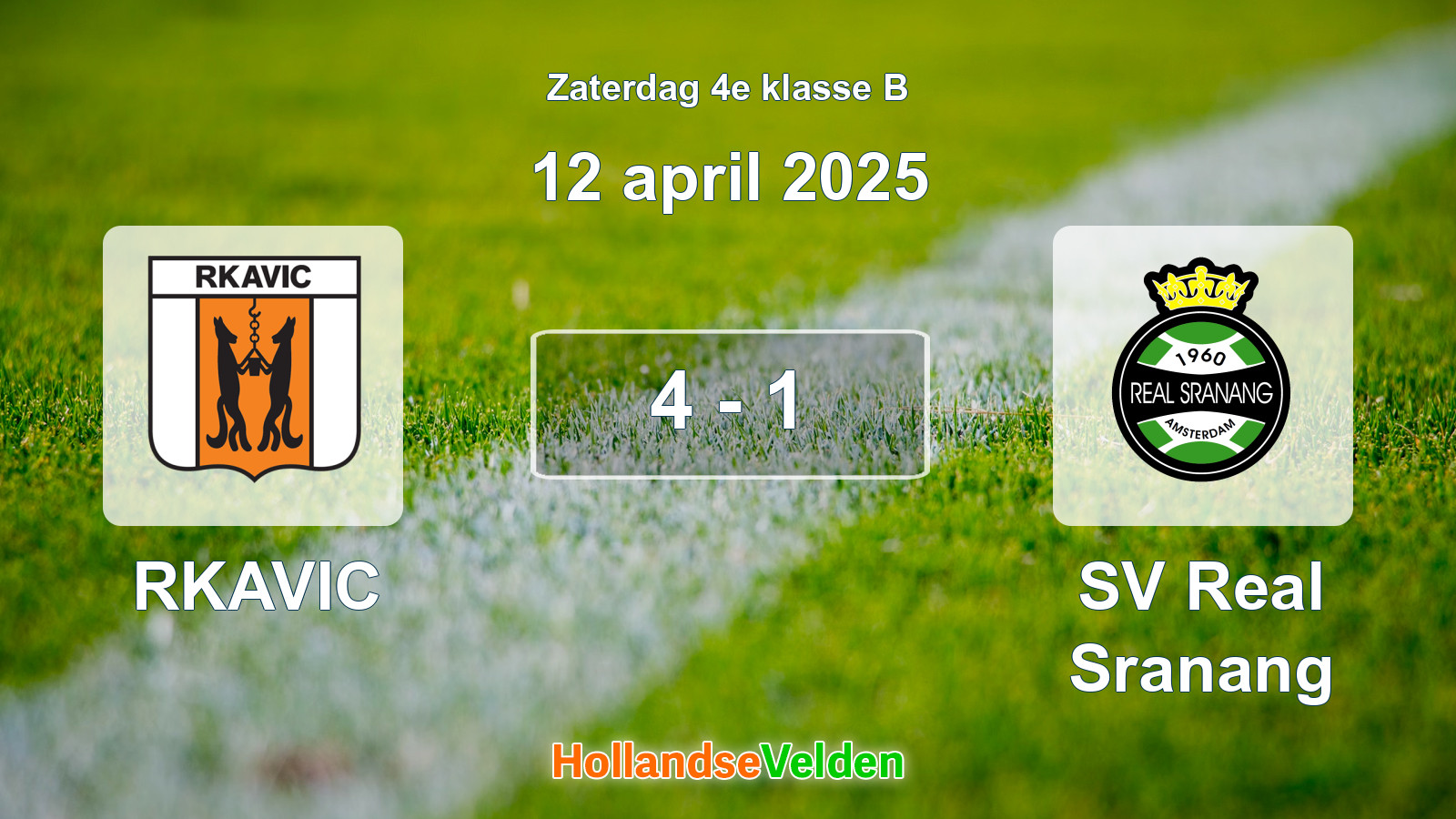 Gespeelde wedstrijd: RKAVIC - SV Real Sranang 4 - 1 (12 april 2025)