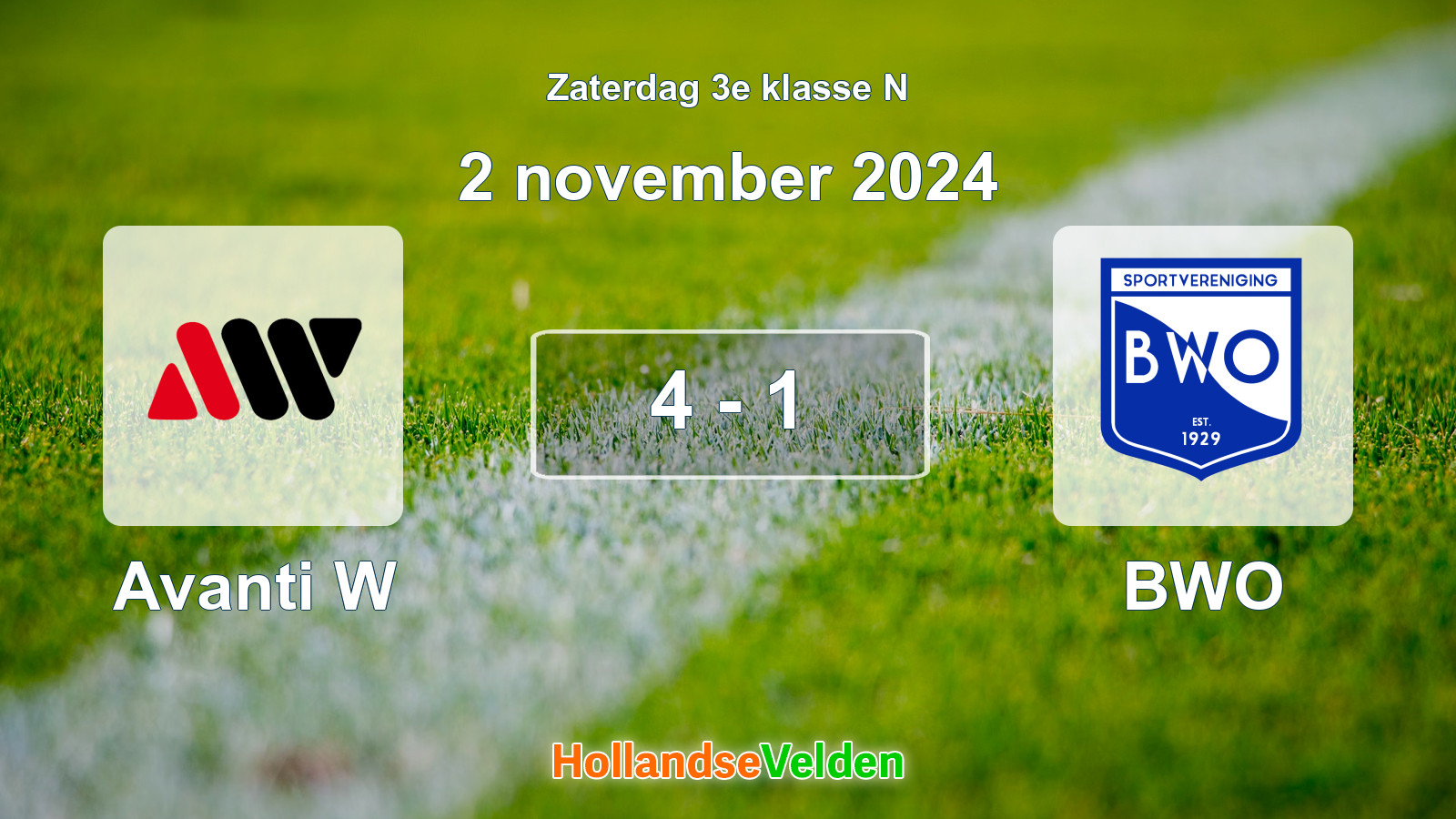 Gespeelde wedstrijd: Avanti W - BWO 4 - 1 (2 november 2024)