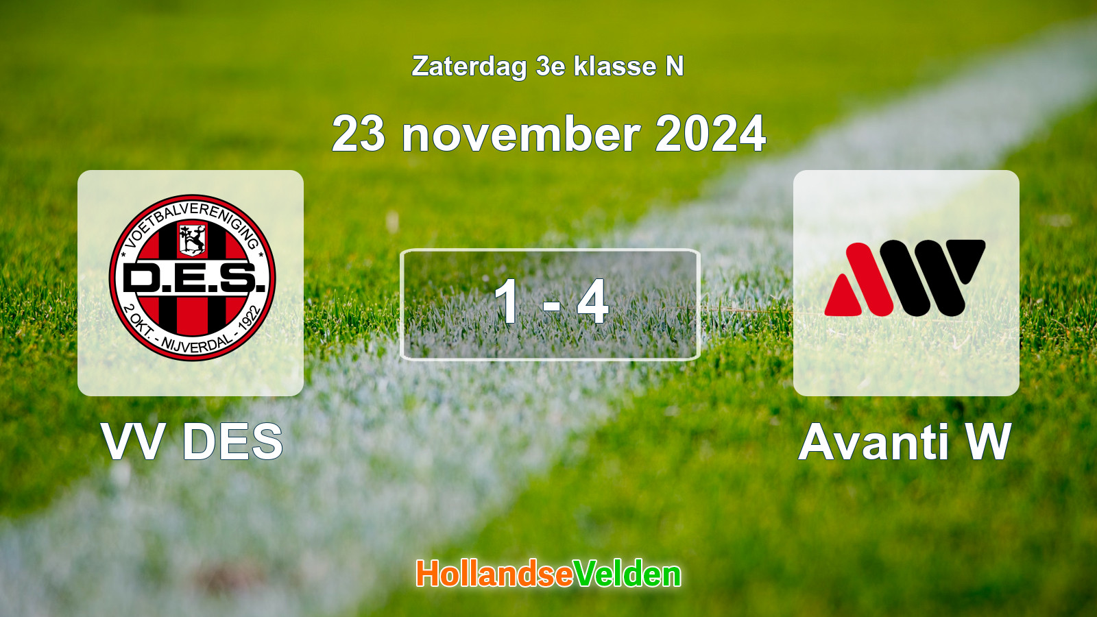 Gespeelde wedstrijd: VV DES - Avanti W 1 - 4 (23 november 2024)