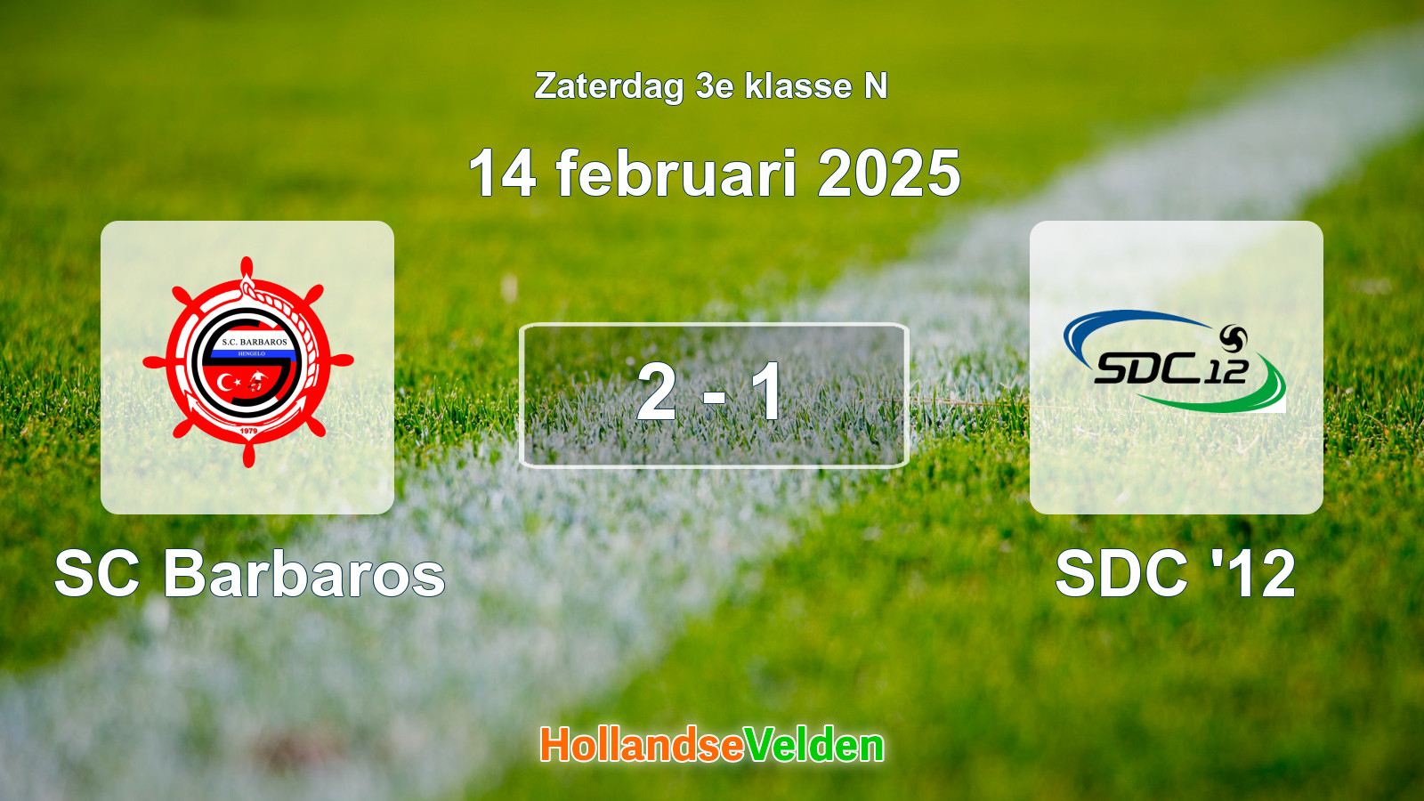 Gespeelde wedstrijd: SC Barbaros - SDC '12 2 - 1 (14 februari 2025)