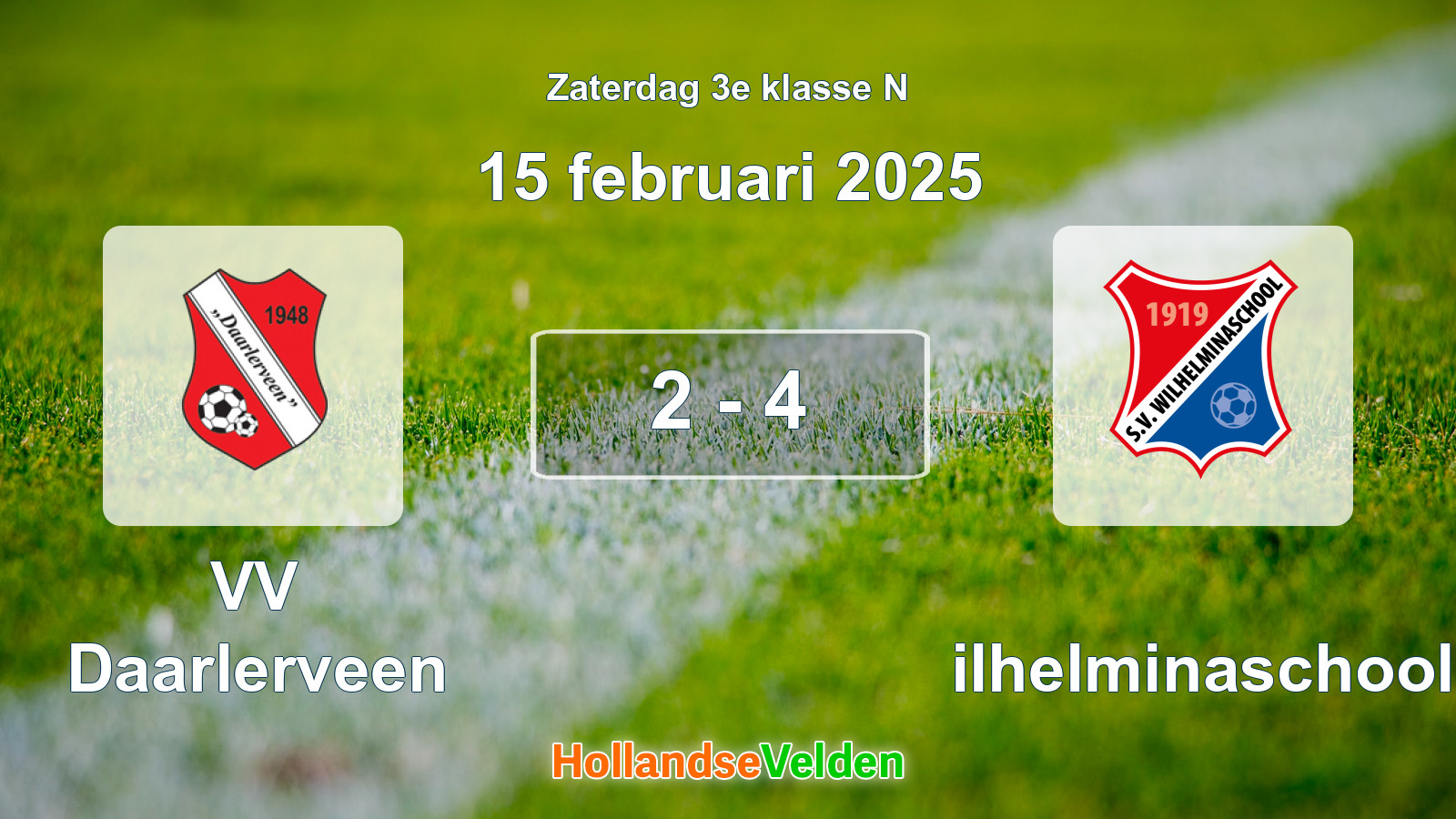 Gespeelde wedstrijd: VV Daarlerveen - Wilhelminaschool 2 - 4 (15 februari 2025)