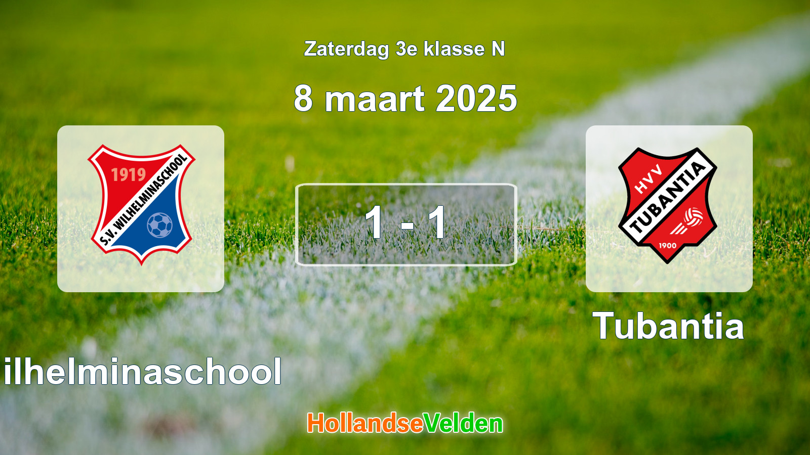Gespeelde wedstrijd: Wilhelminaschool - Tubantia 1 - 1 (8 maart 2025)