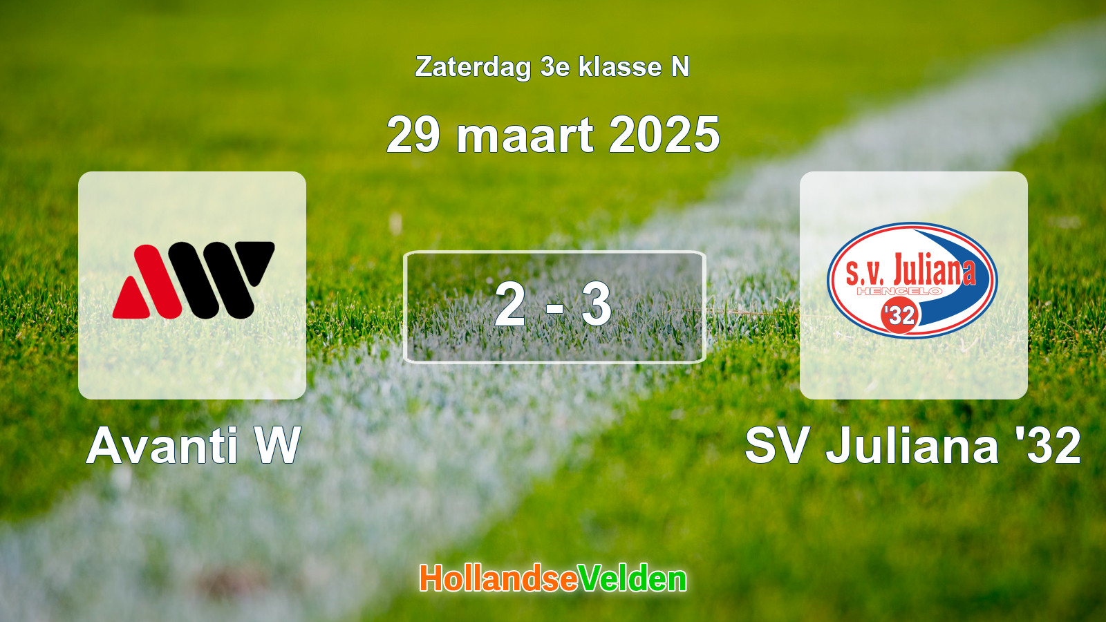 Gespeelde wedstrijd: Avanti W - SV Juliana '32 2 - 3 (29 maart 2025)