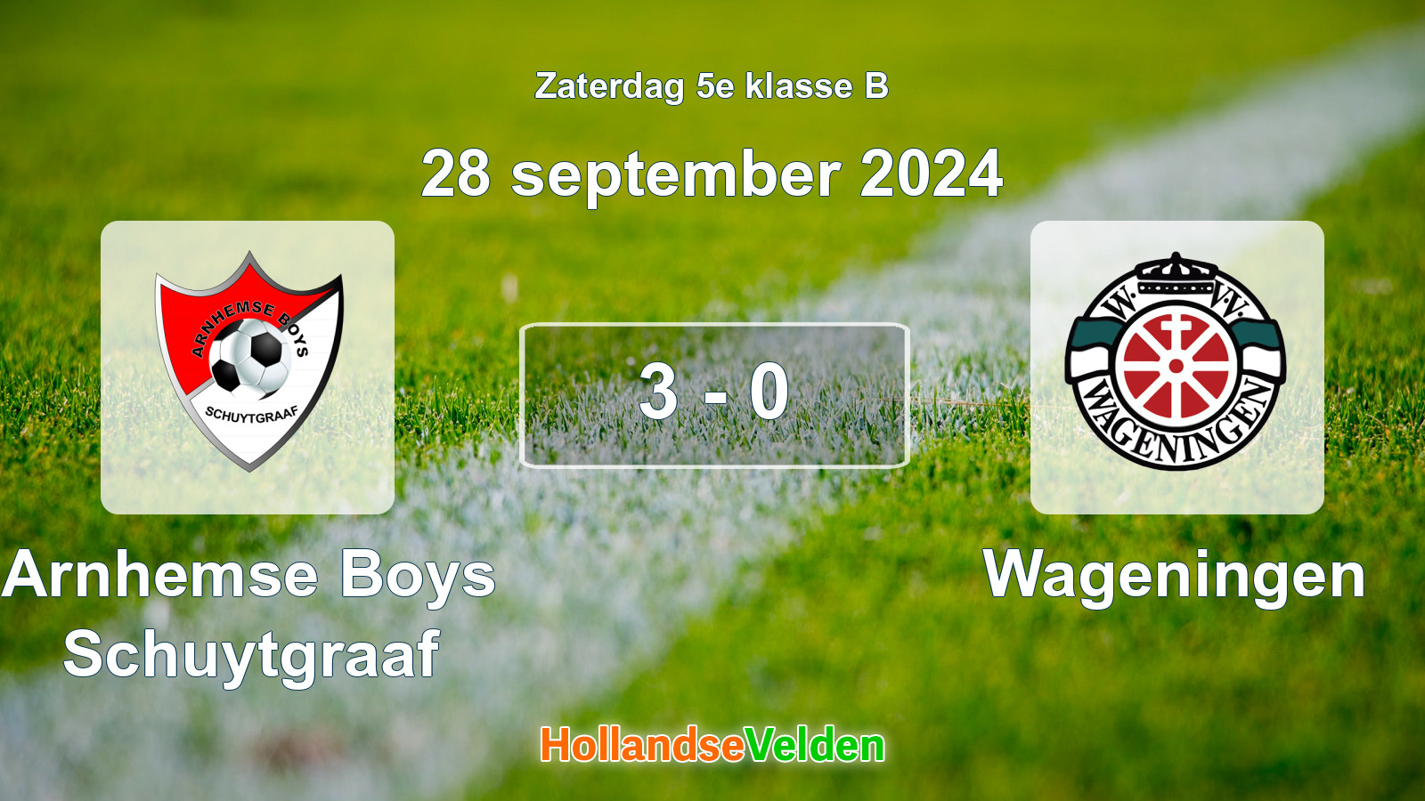 Gespeelde wedstrijd: Arnhemse Boys Schuytgraaf - Wageningen 3 - 0 (28 september 2024)